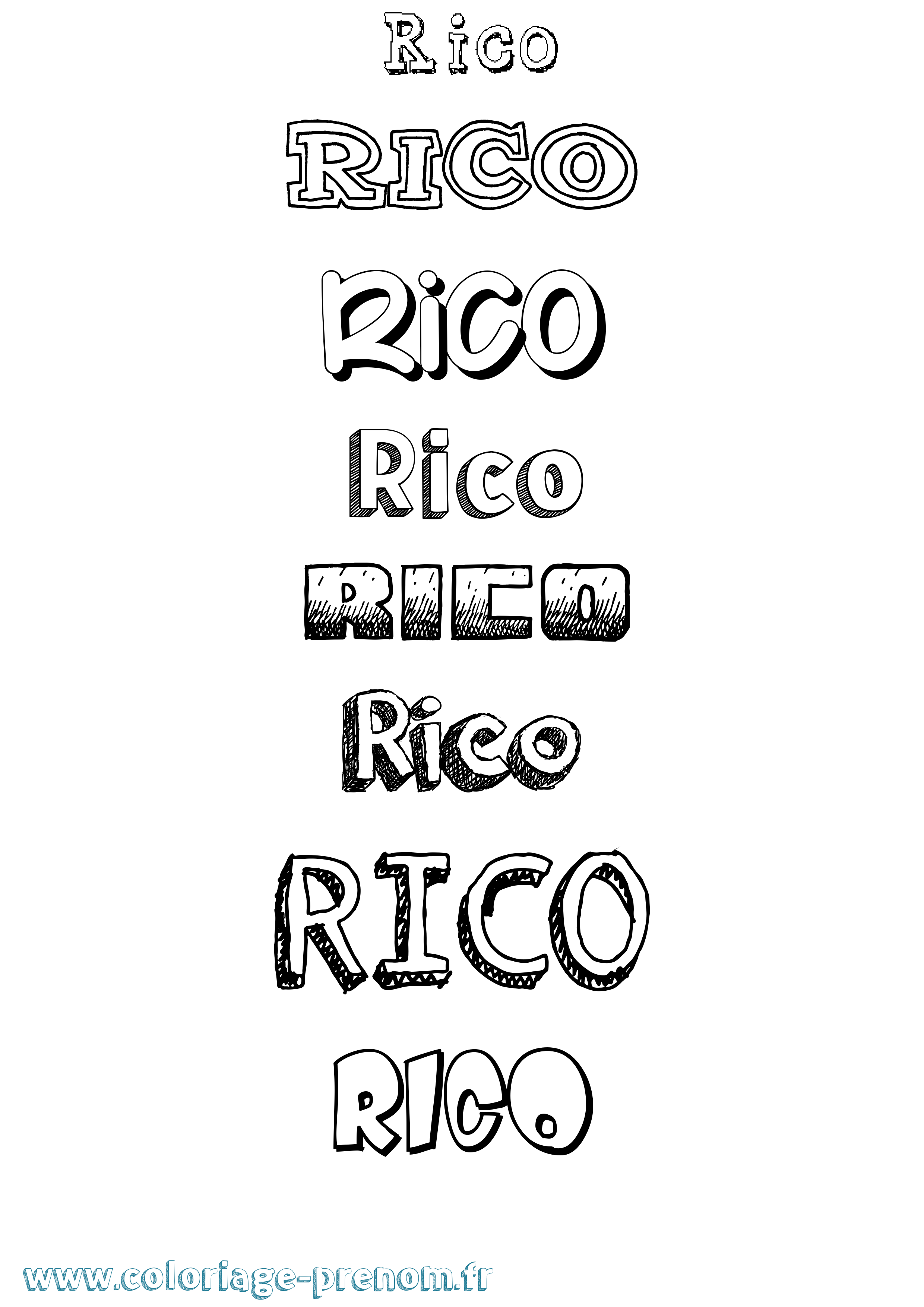 Coloriage Rico Dessiné Coloriage prénom Rico Dessiné