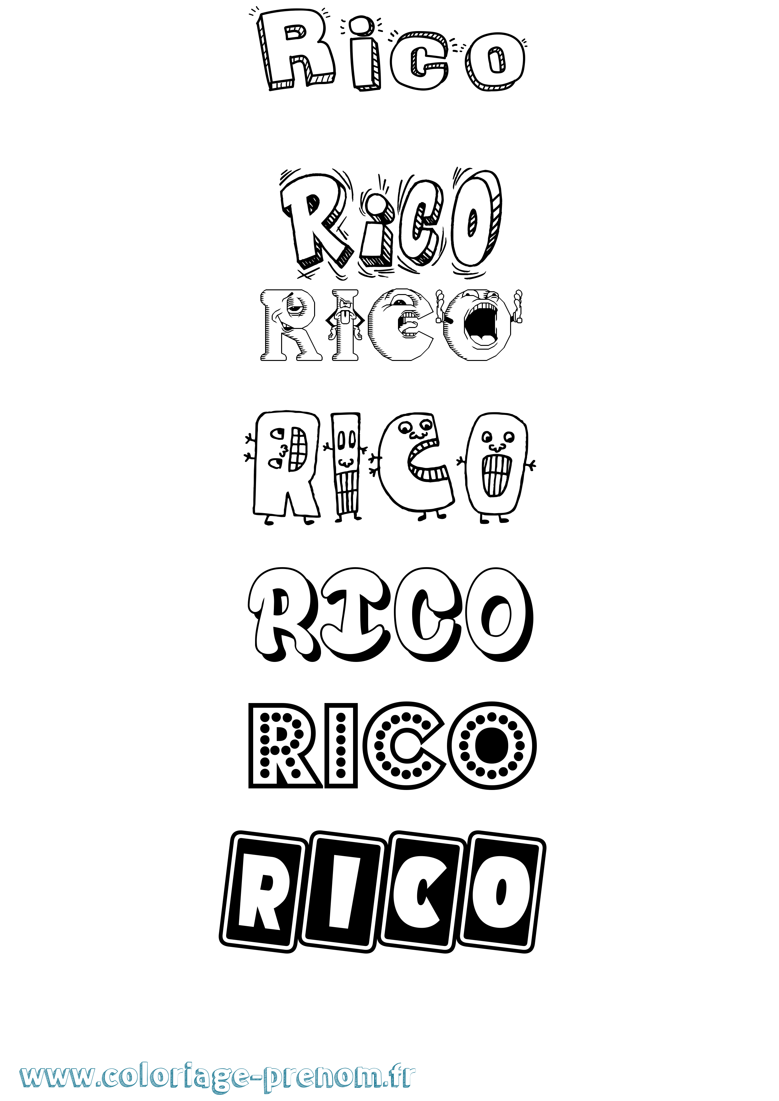 Coloriage Rico Fun Coloriage prénom Rico Fun