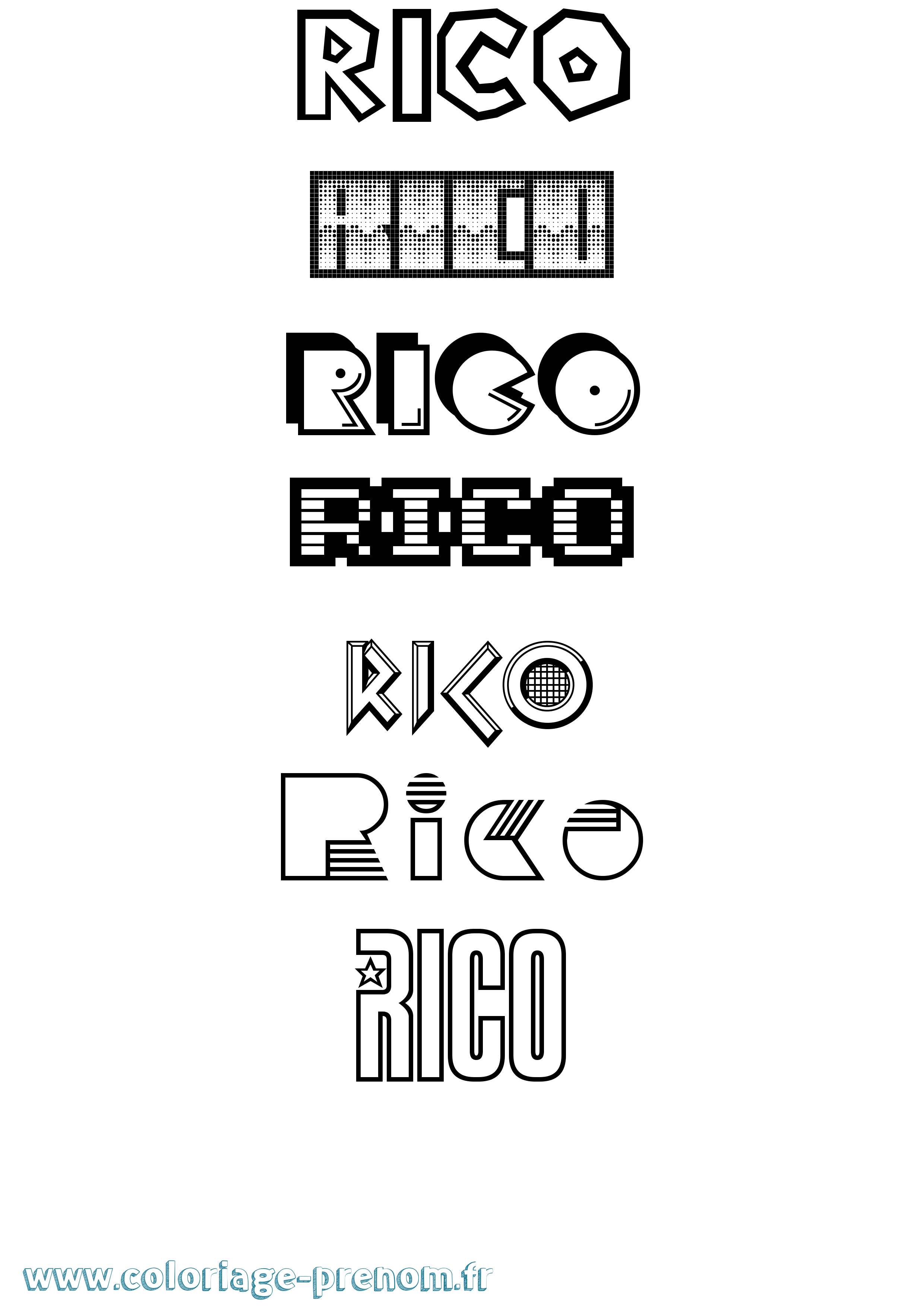 Coloriage Rico Jeux Vidéos Coloriage prénom Rico Jeux Vidéos