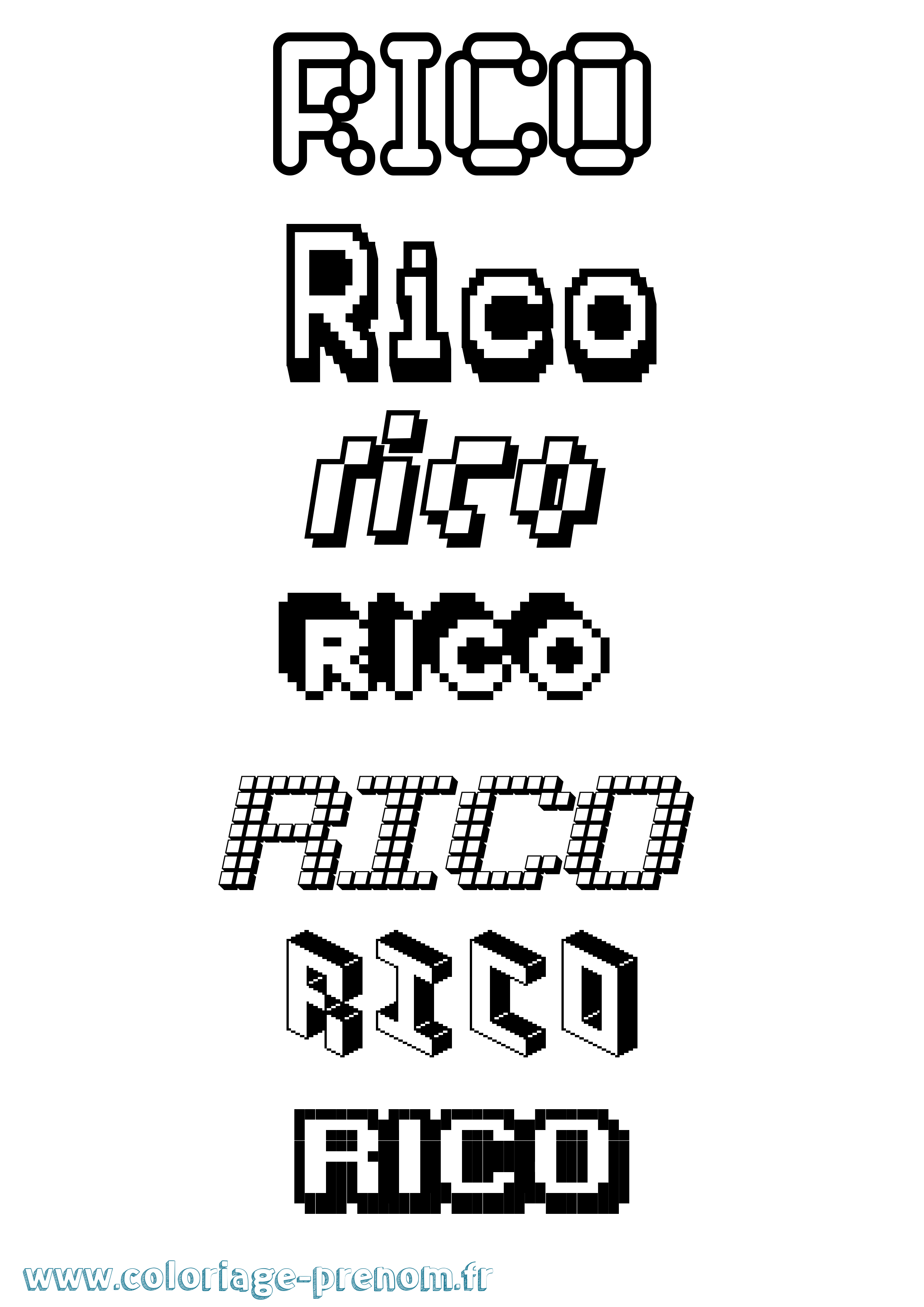 Coloriage Rico Pixel Coloriage prénom Rico Pixel