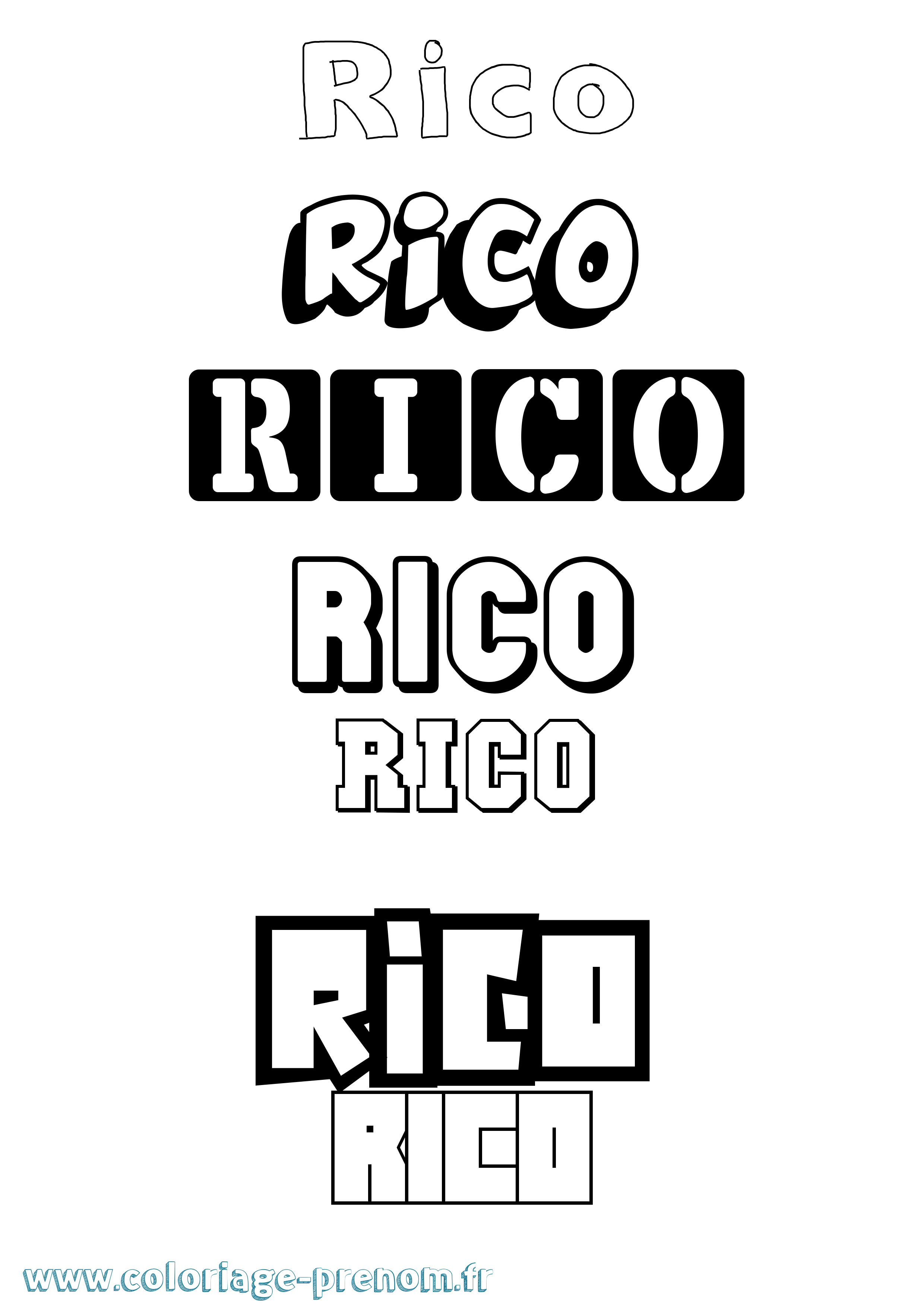 Coloriage Rico Simple Coloriage prénom Rico Simple