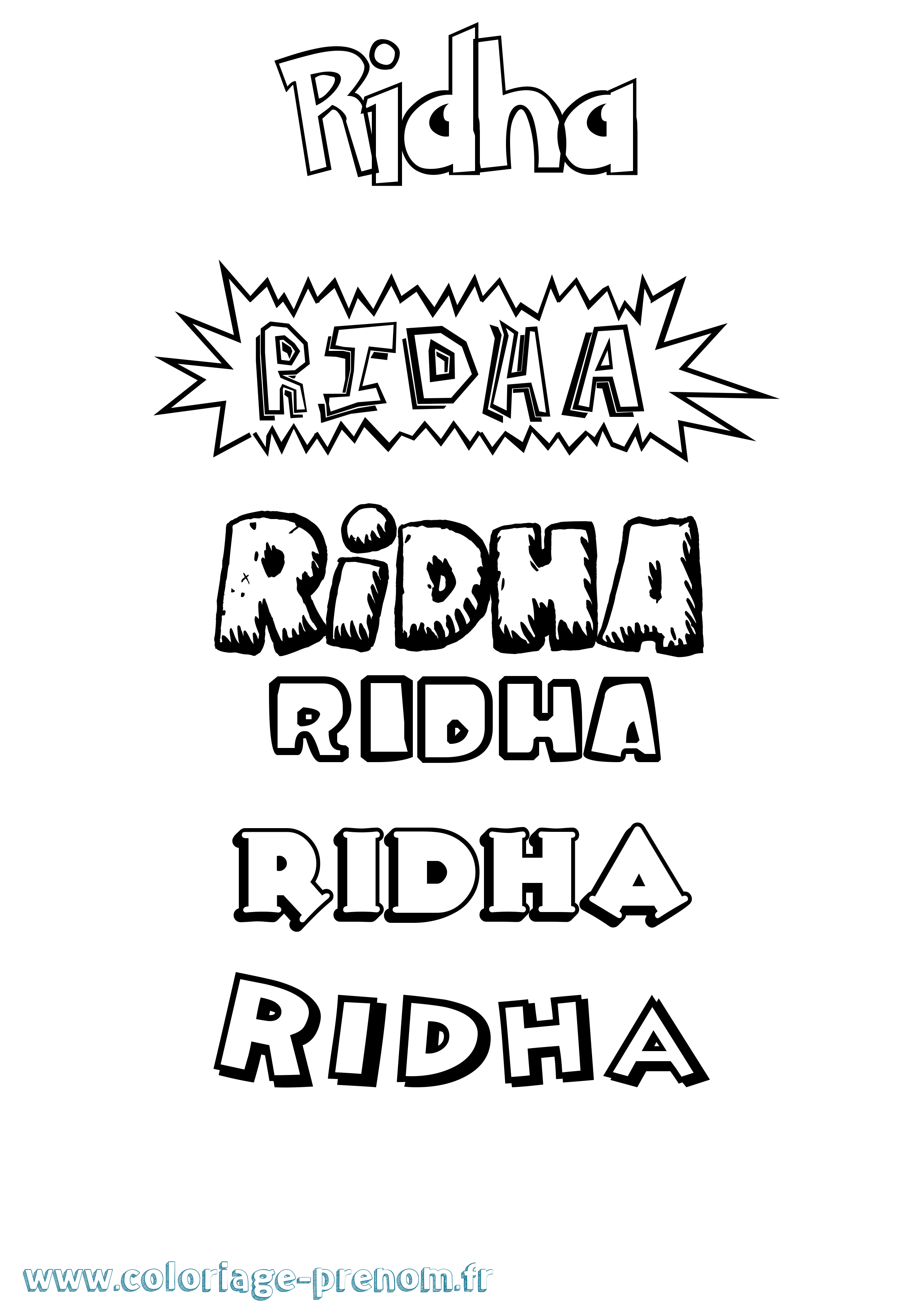 Coloriage prénom Ridha Dessin Animé