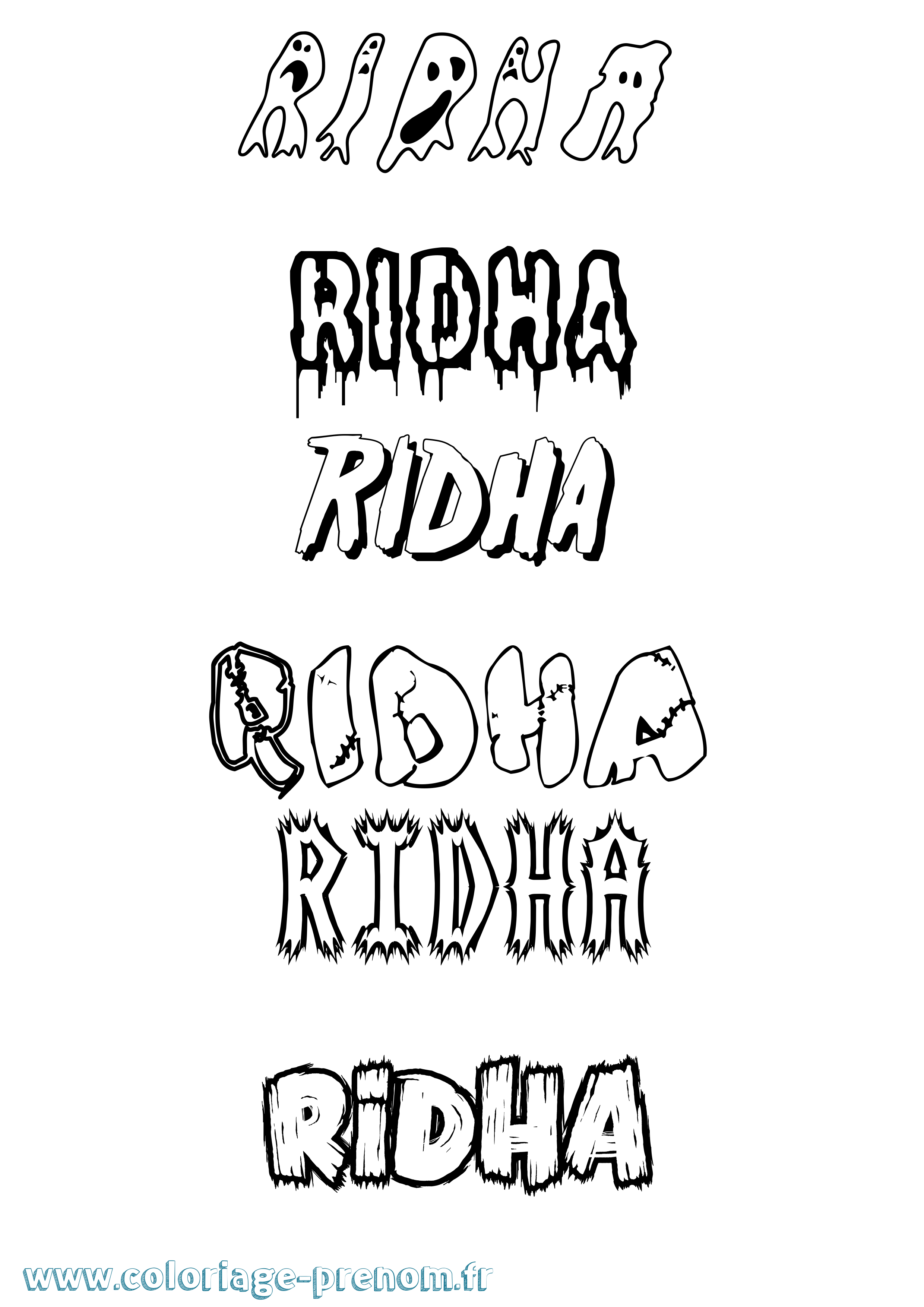 Coloriage prénom Ridha Frisson