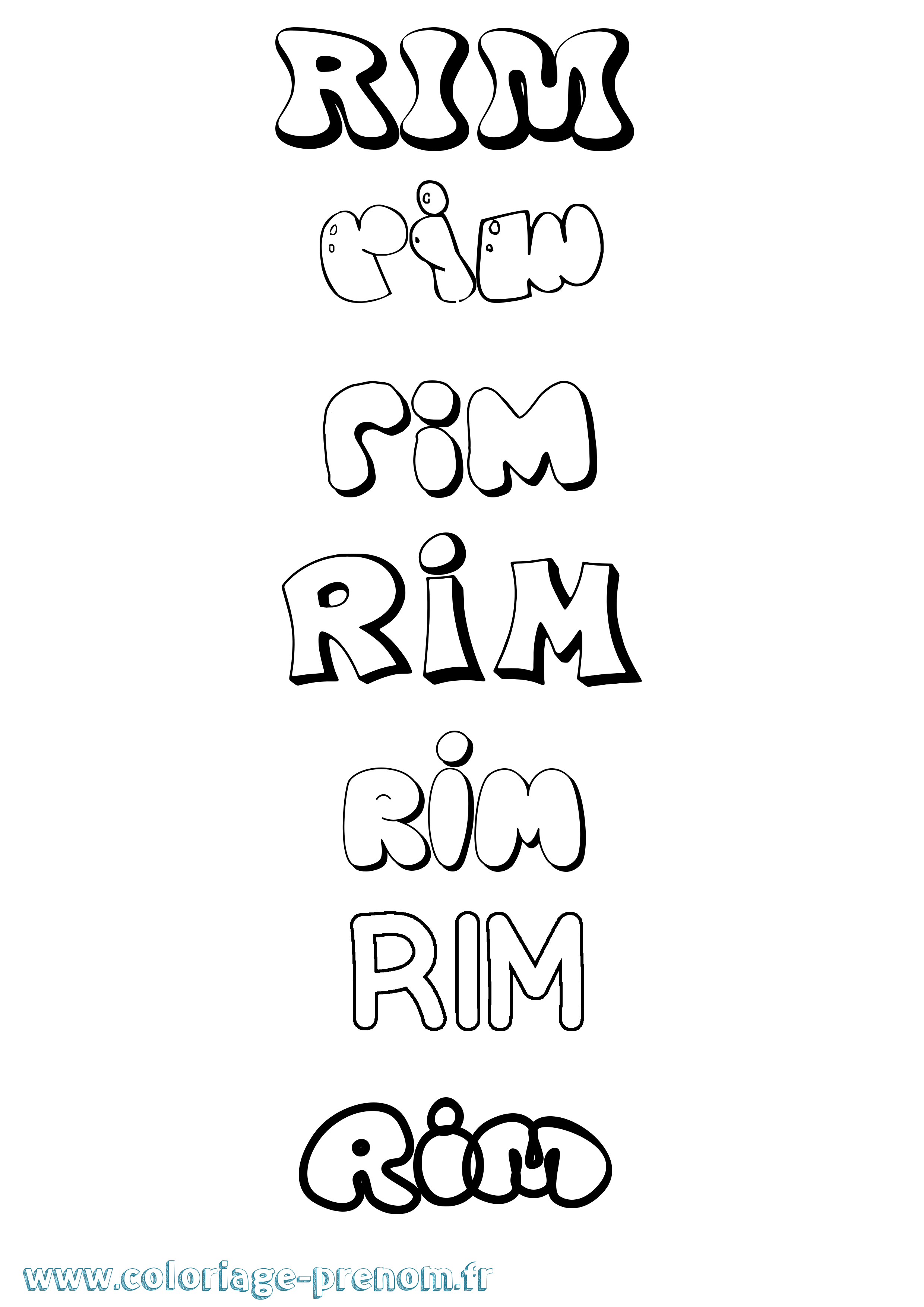 Coloriage Rim Bubble Coloriage prénom Rim Bubble
