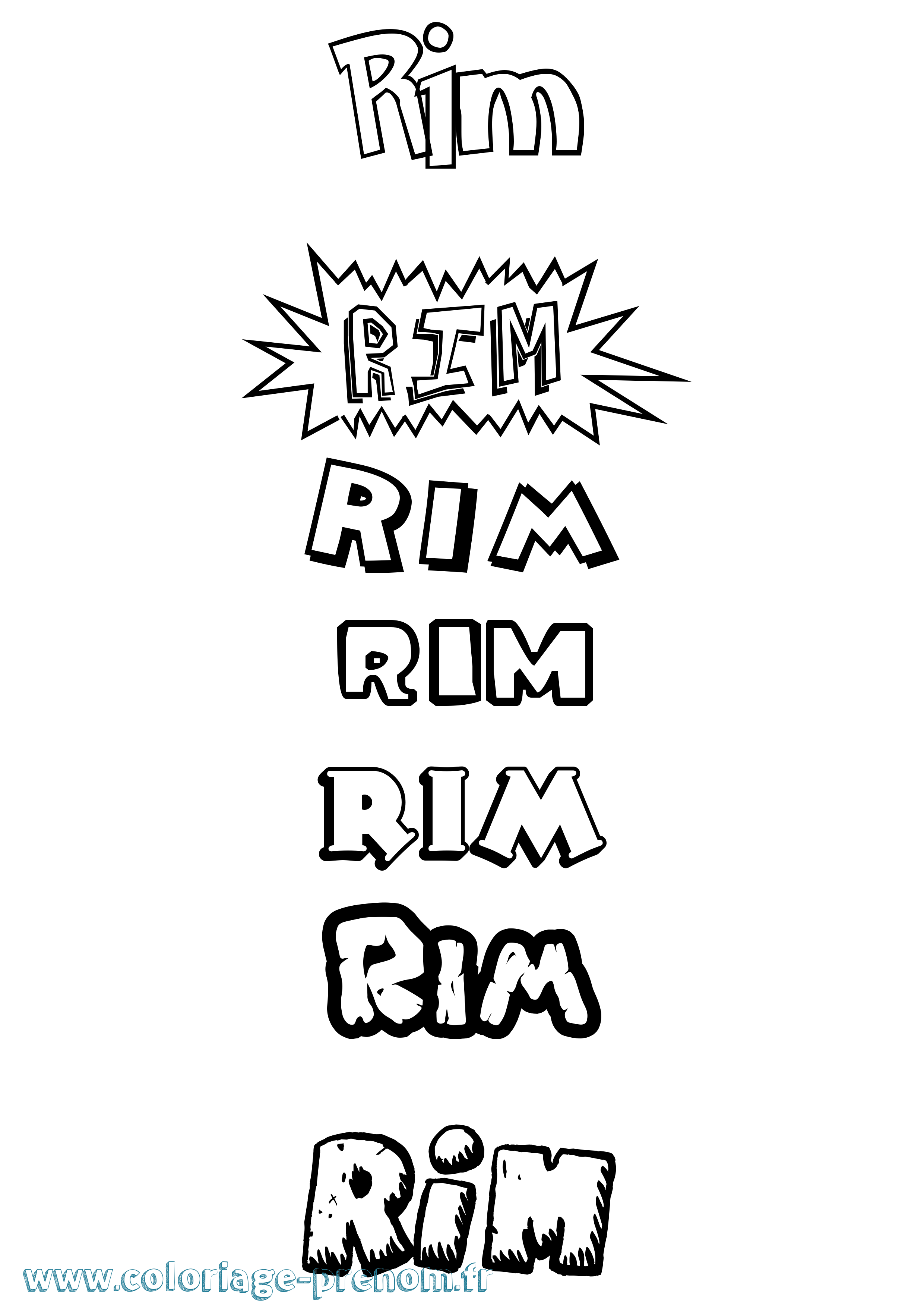 Coloriage Rim Dessin Animé Coloriage prénom Rim Dessin Animé