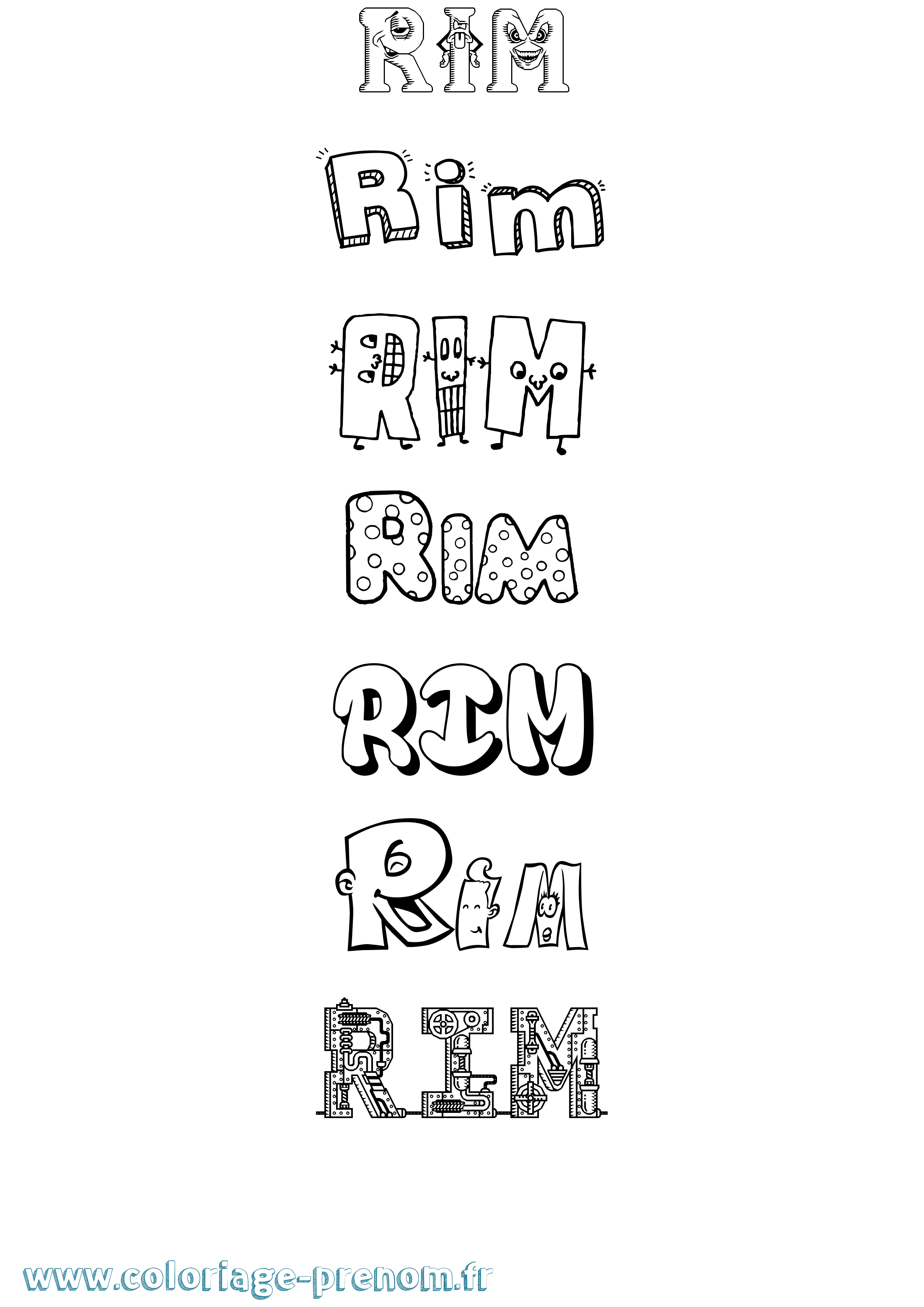 Coloriage Rim Fun Coloriage prénom Rim Fun
