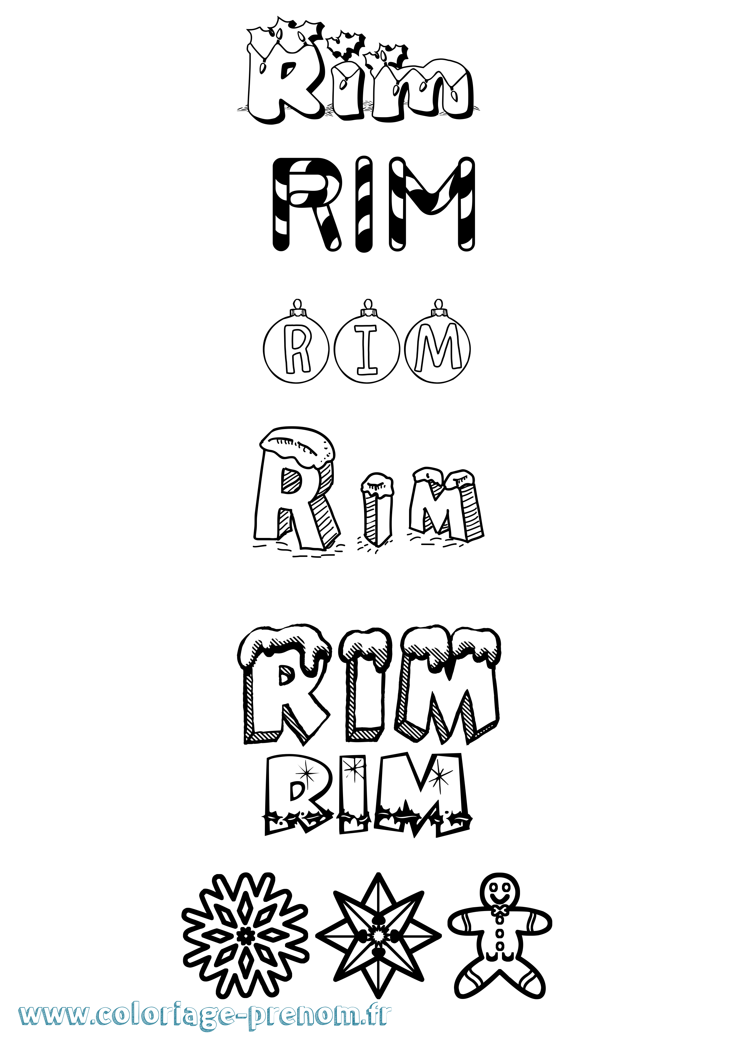 Coloriage Rim Noël Coloriage prénom Rim Noël