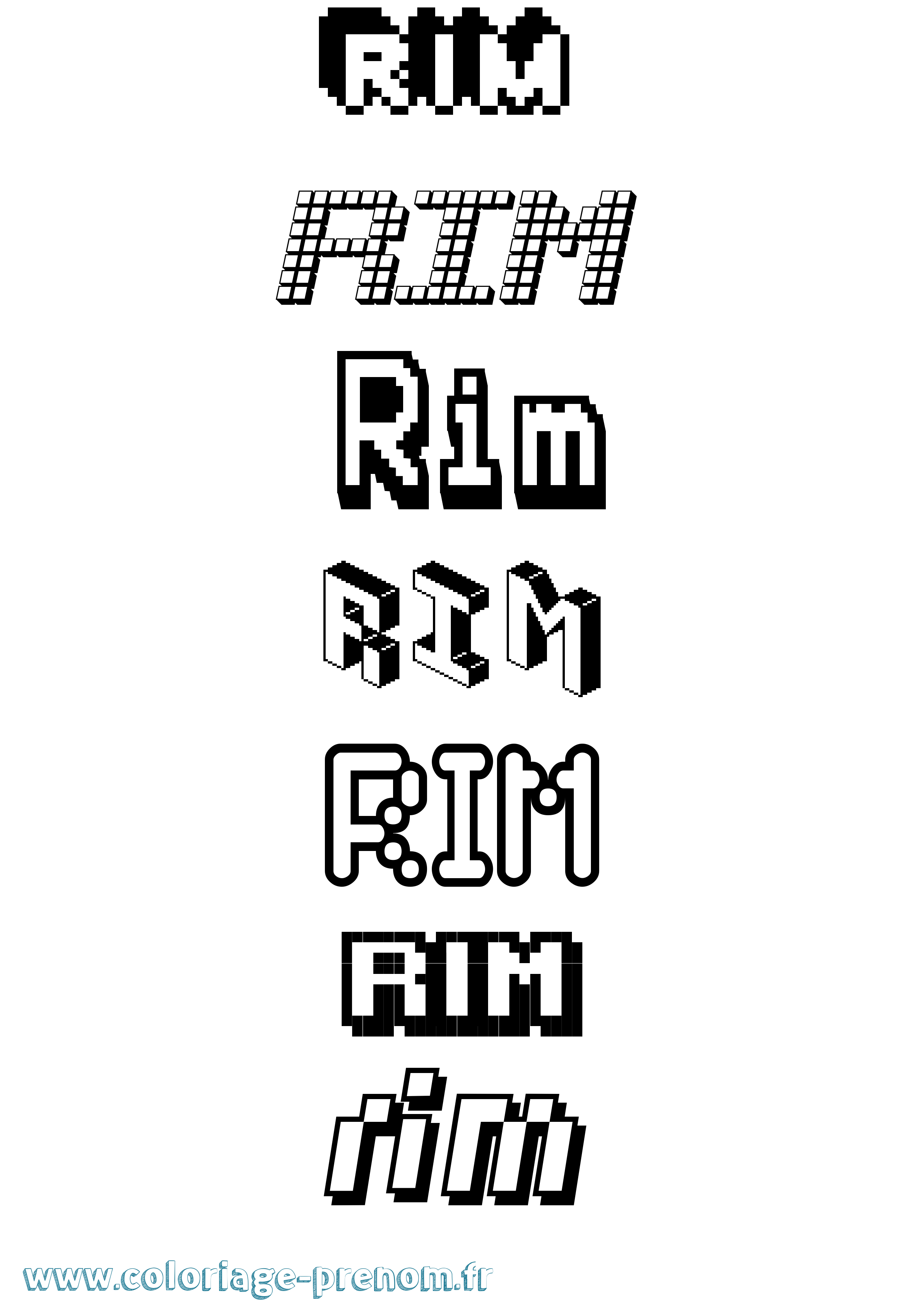Coloriage prénom Rim Pixel