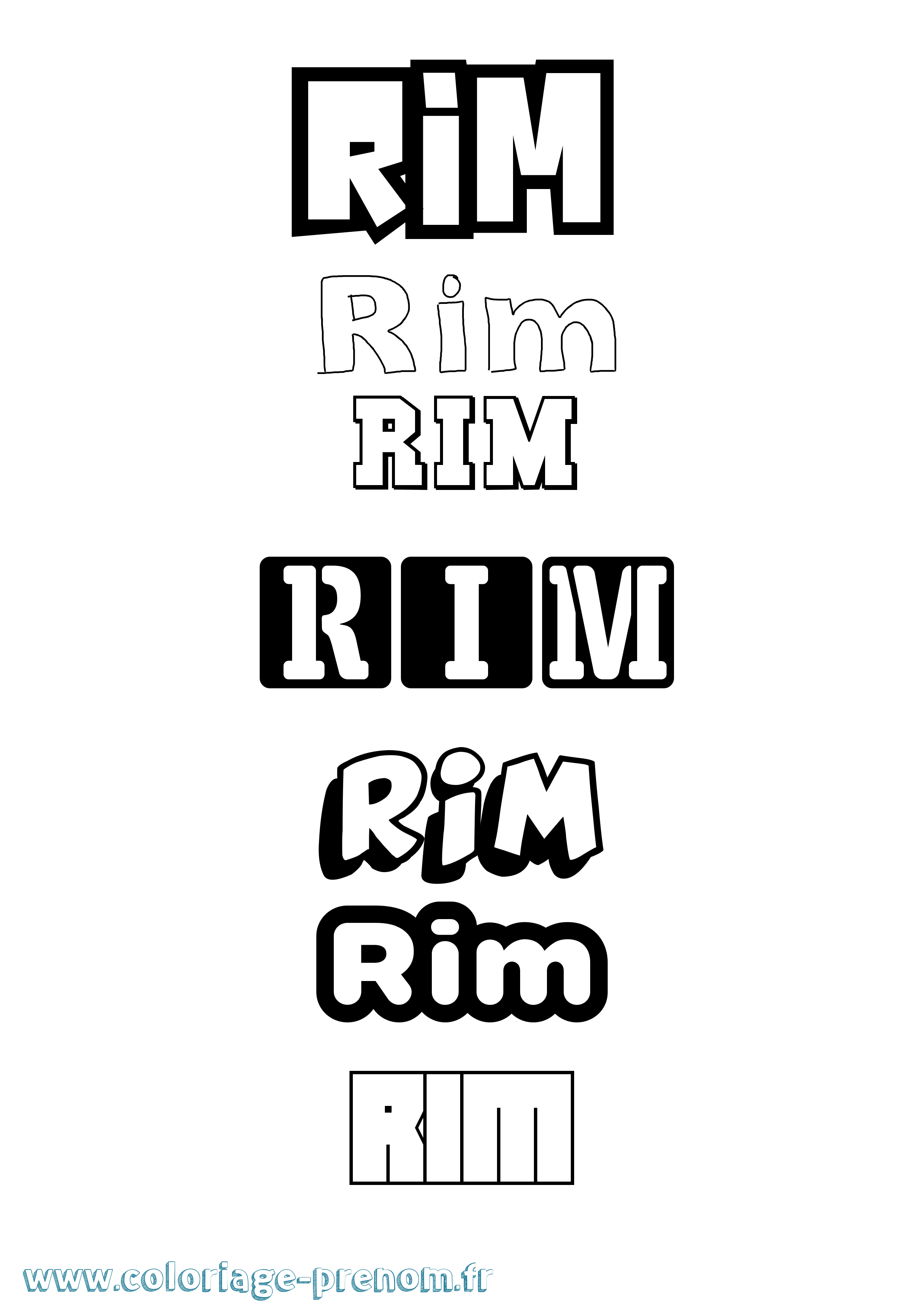 Coloriage prénom Rim Simple