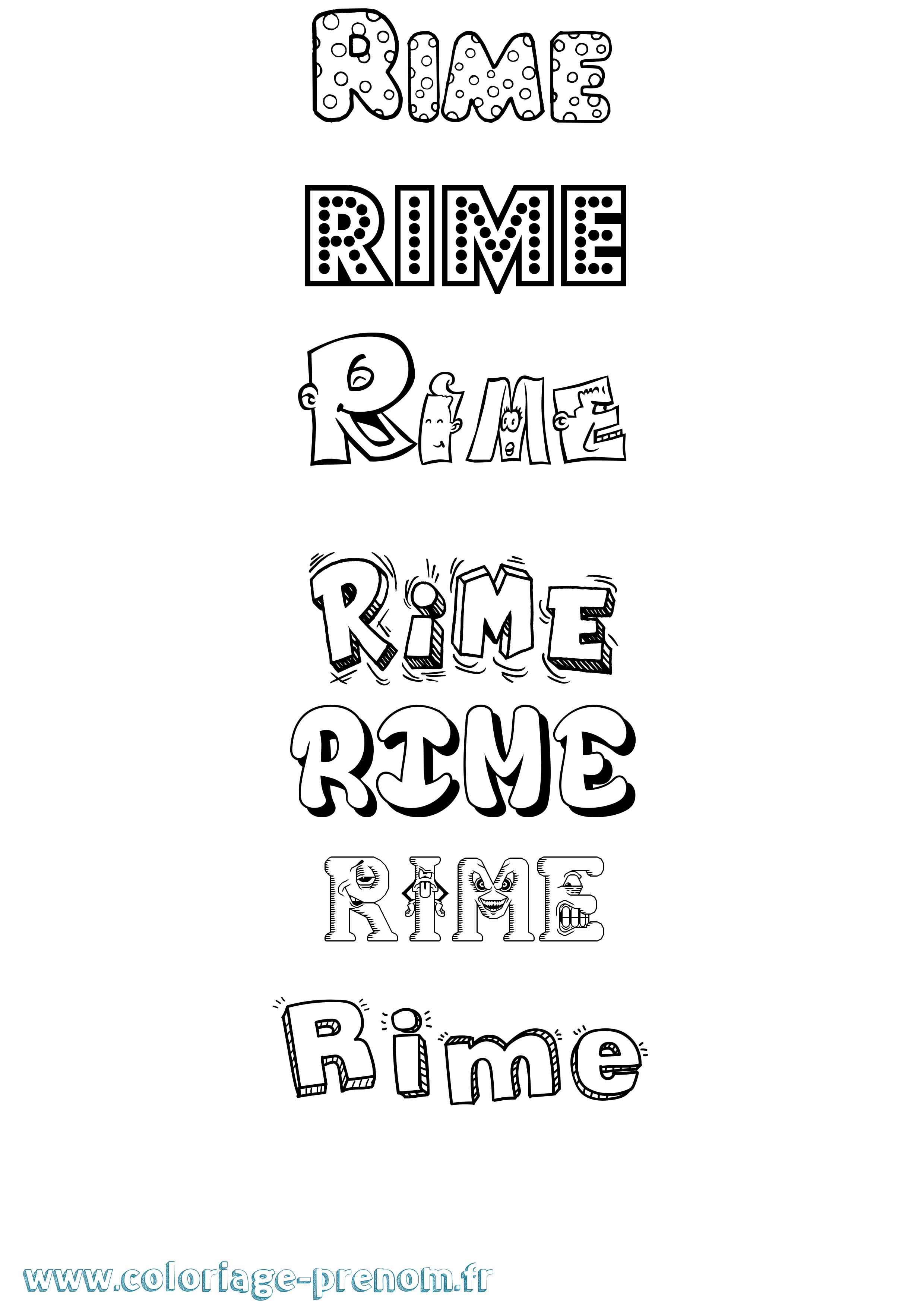 Coloriage prénom Rime Fun