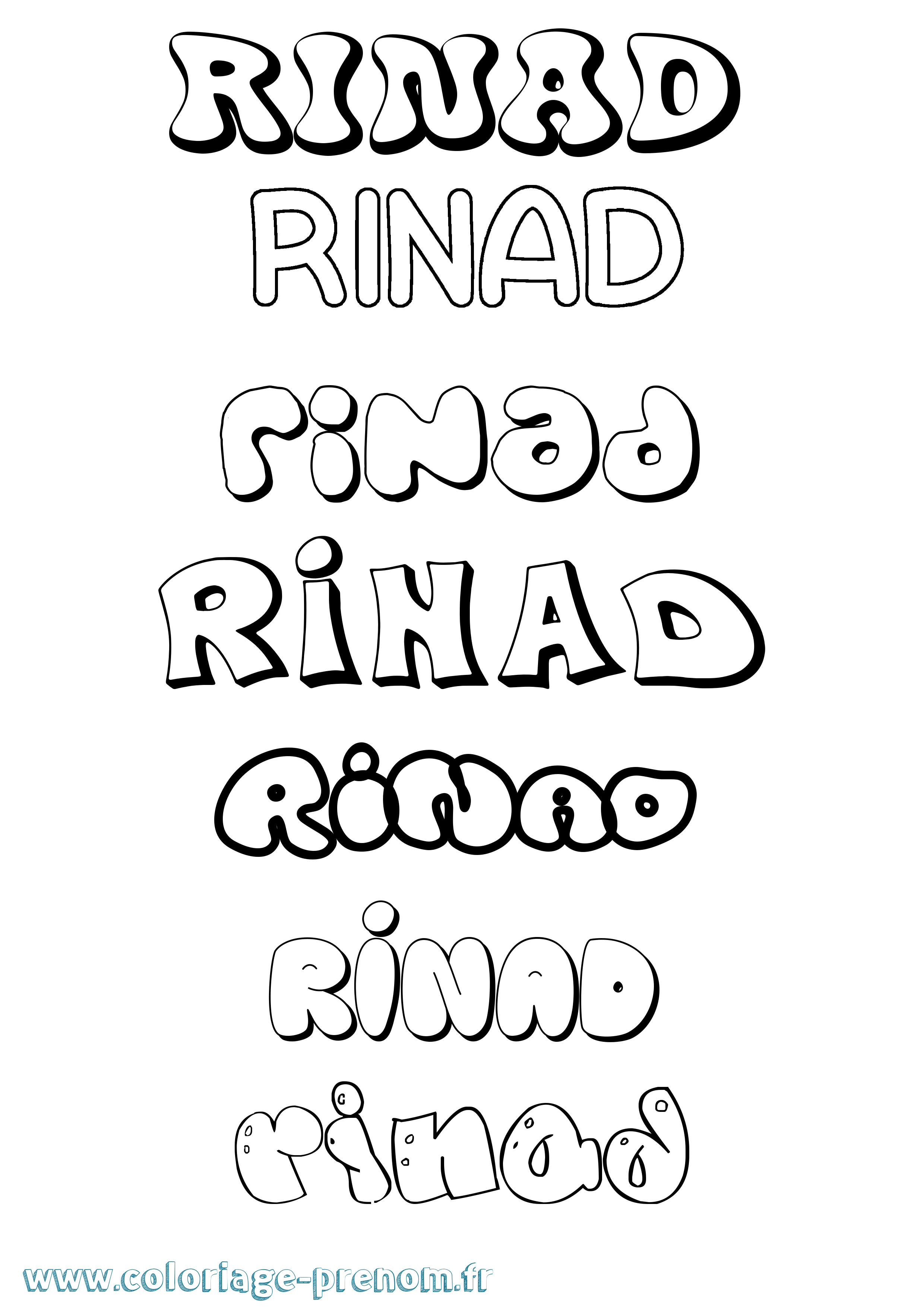 Coloriage prénom Rinad Bubble