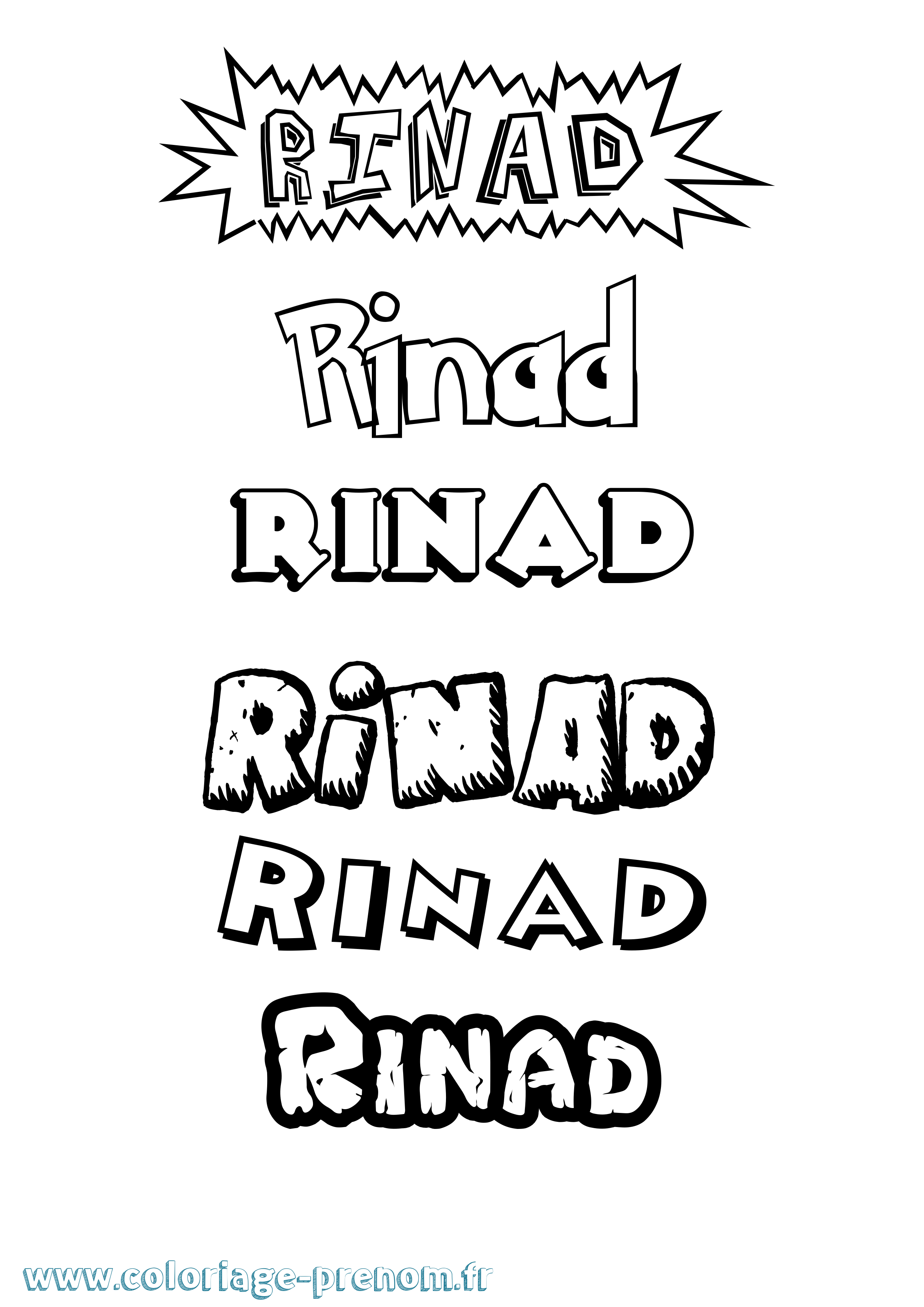 Coloriage prénom Rinad Dessin Animé