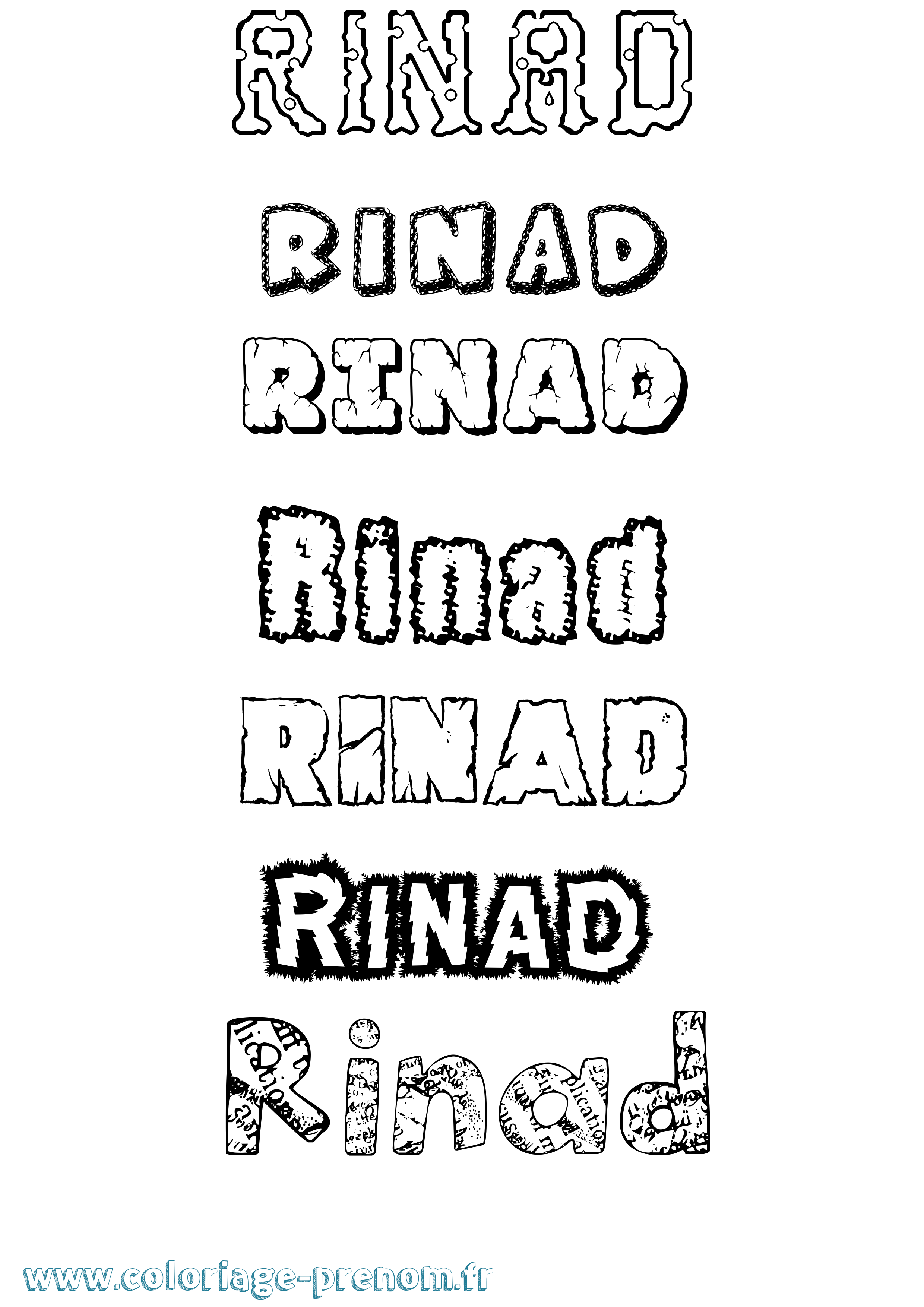 Coloriage prénom Rinad Destructuré