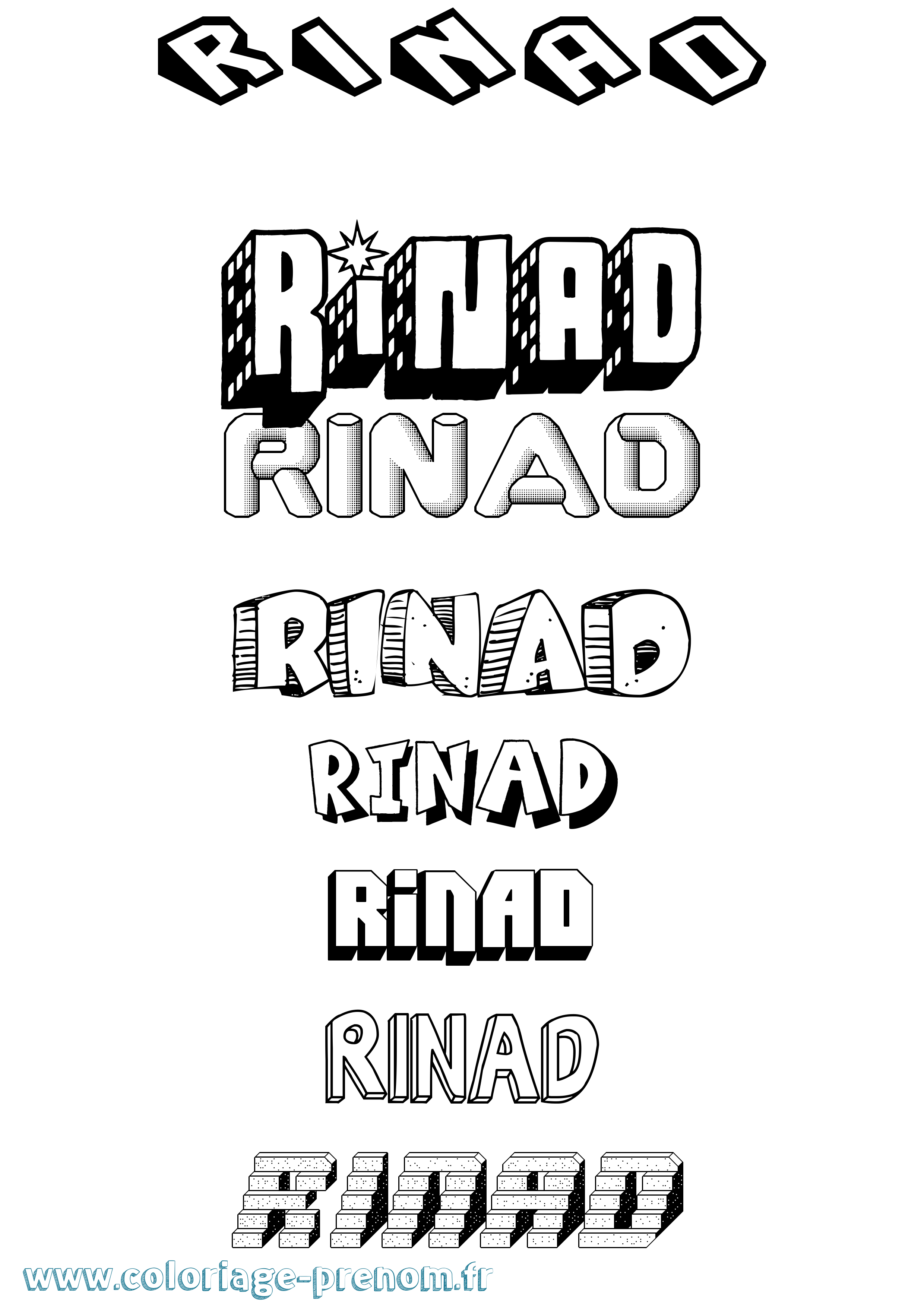 Coloriage Rinad Effet 3D Coloriage prénom Rinad Effet 3D