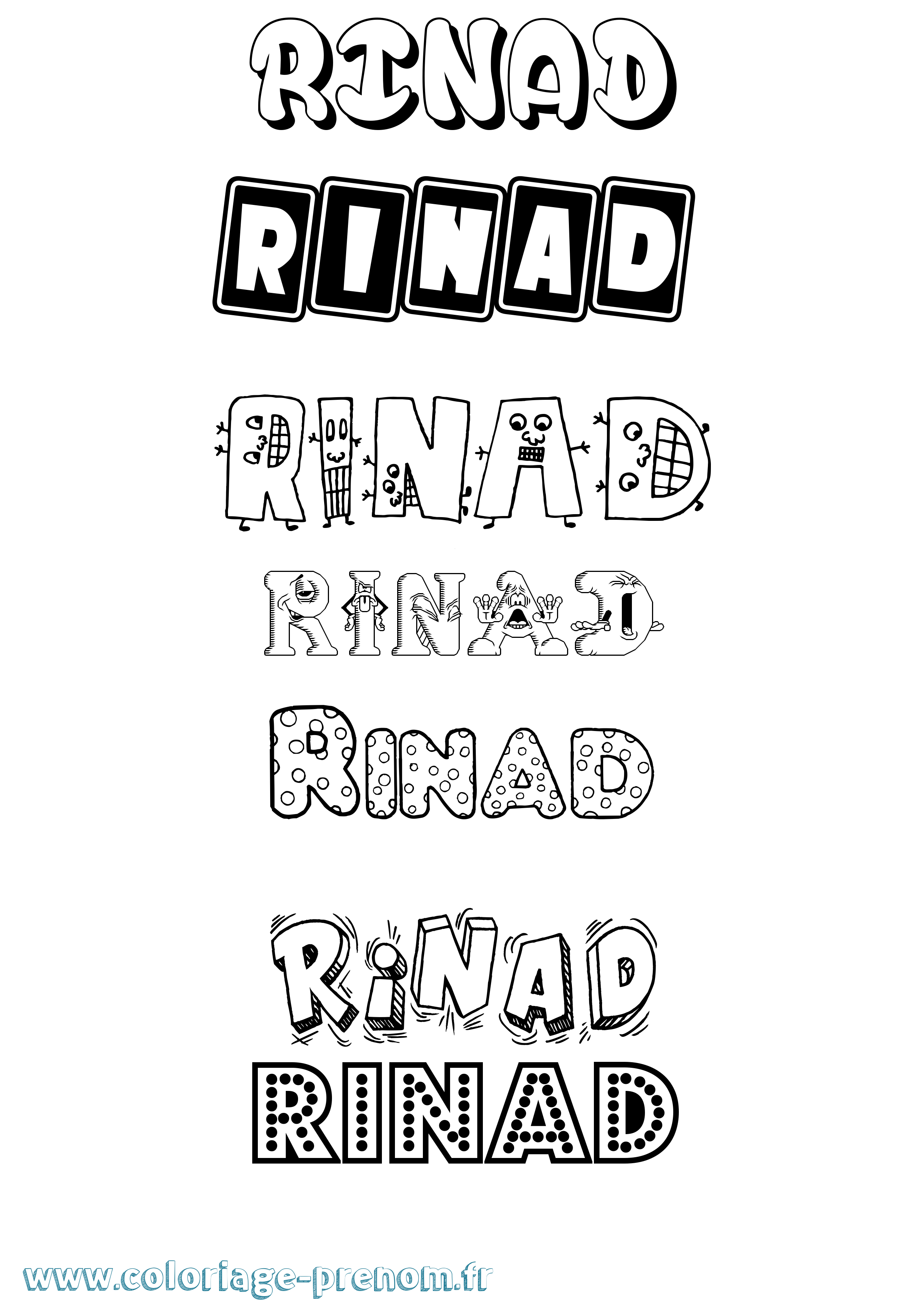 Coloriage prénom Rinad Fun