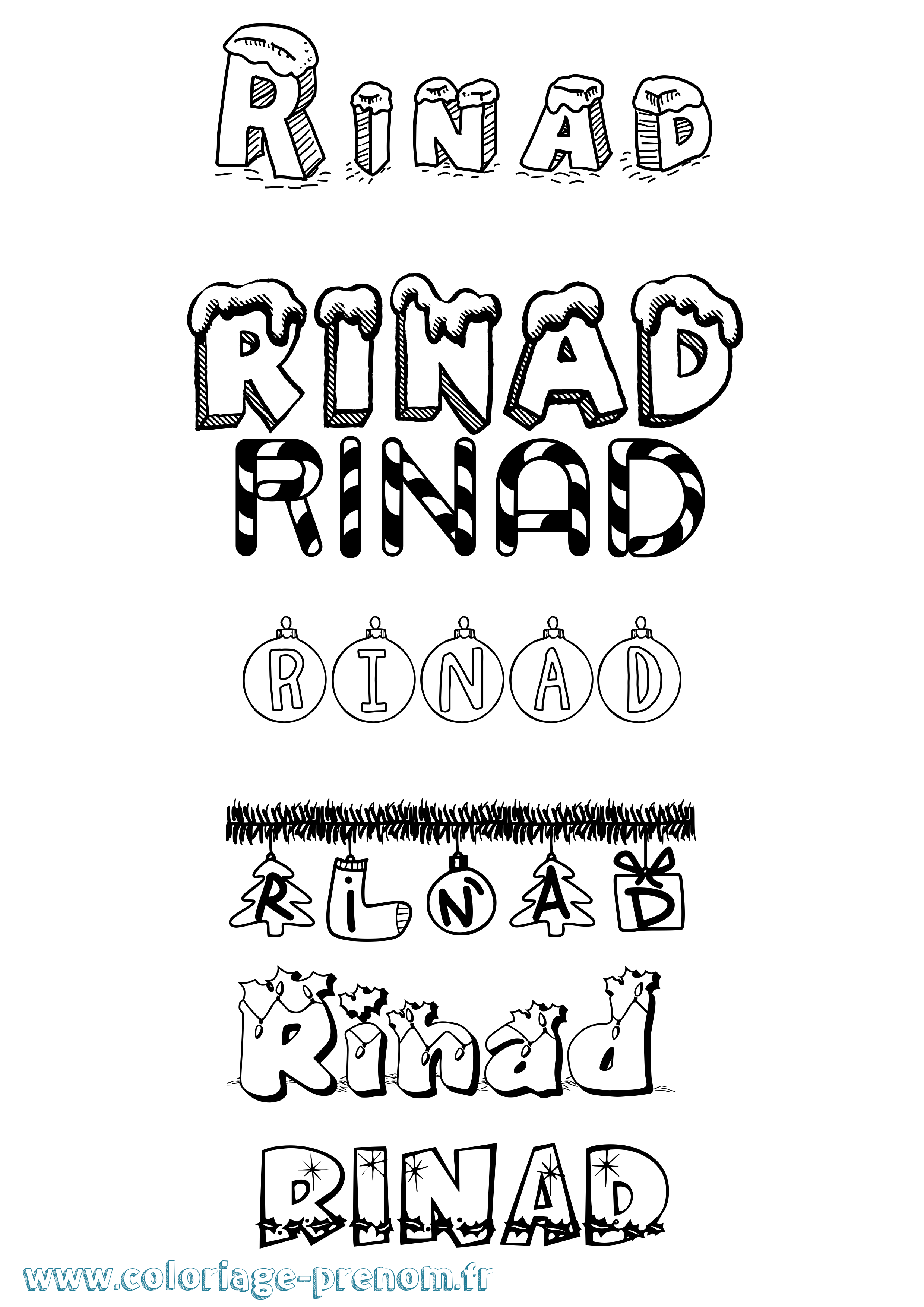 Coloriage prénom Rinad Noël