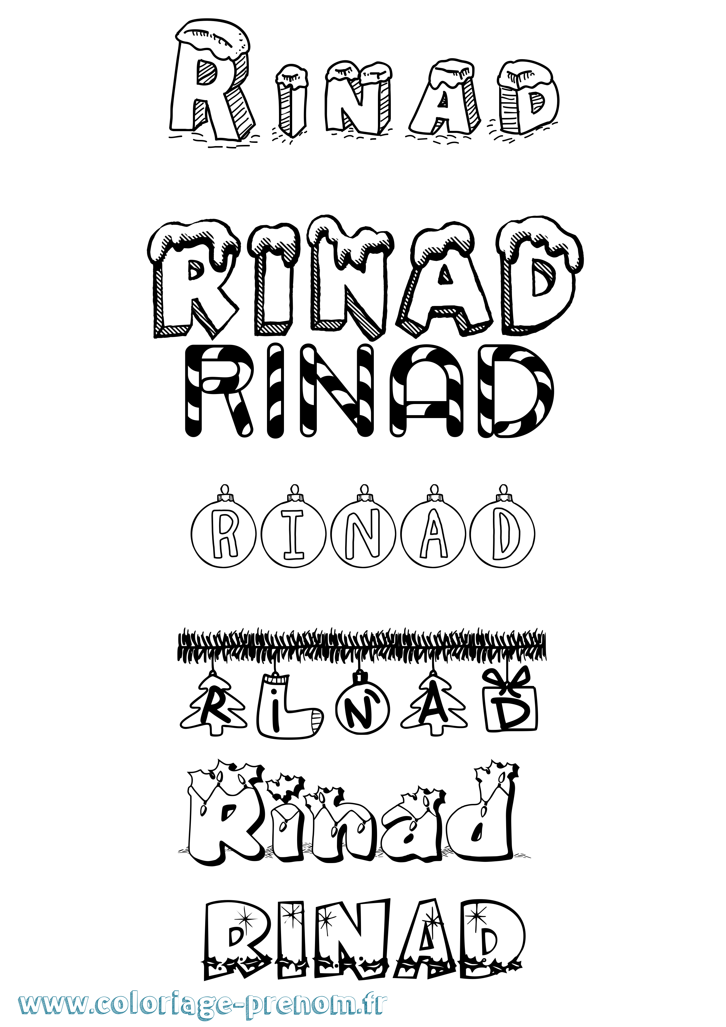 Coloriage Rinad Noël Coloriage prénom Rinad Noël