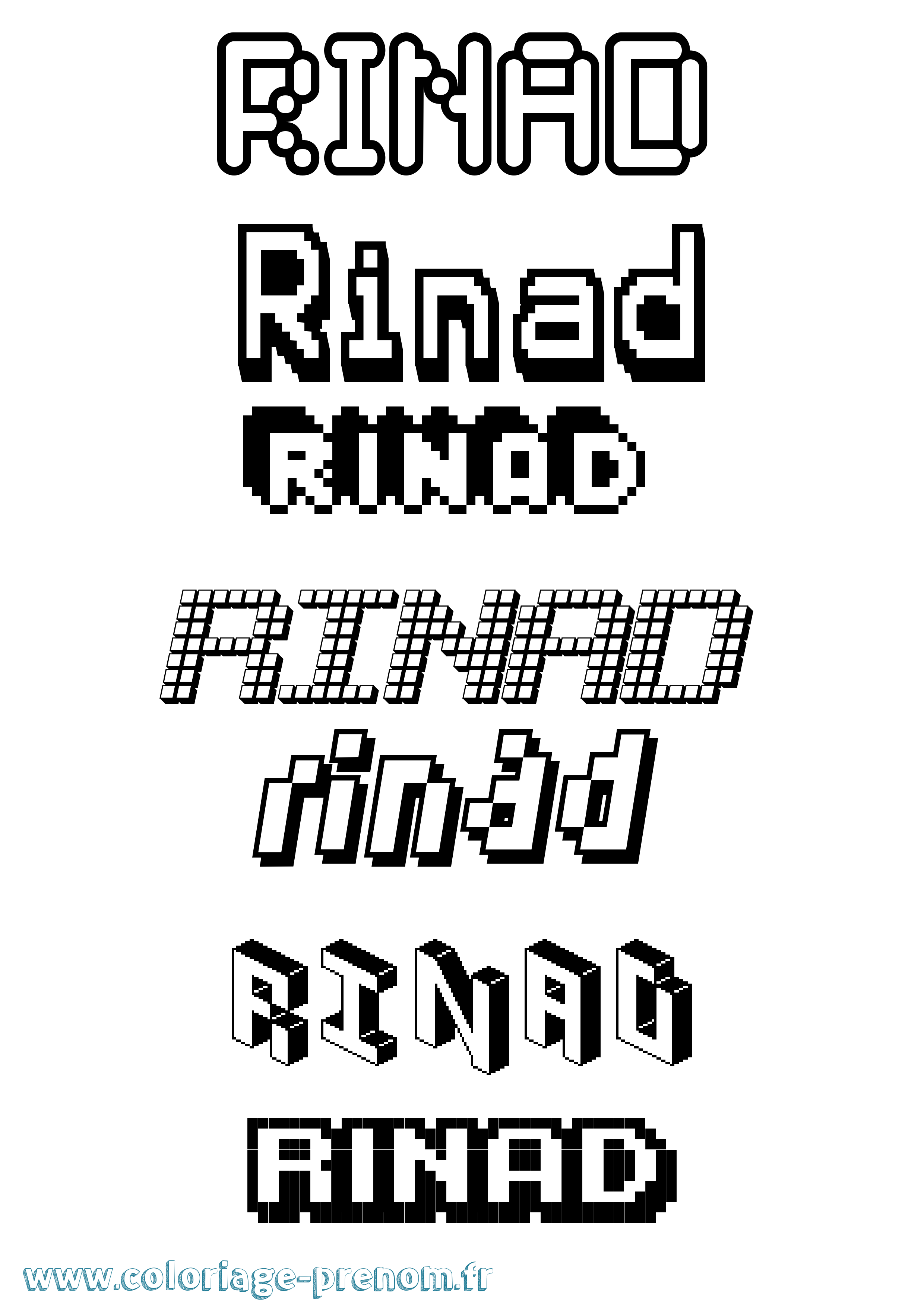 Coloriage prénom Rinad Pixel