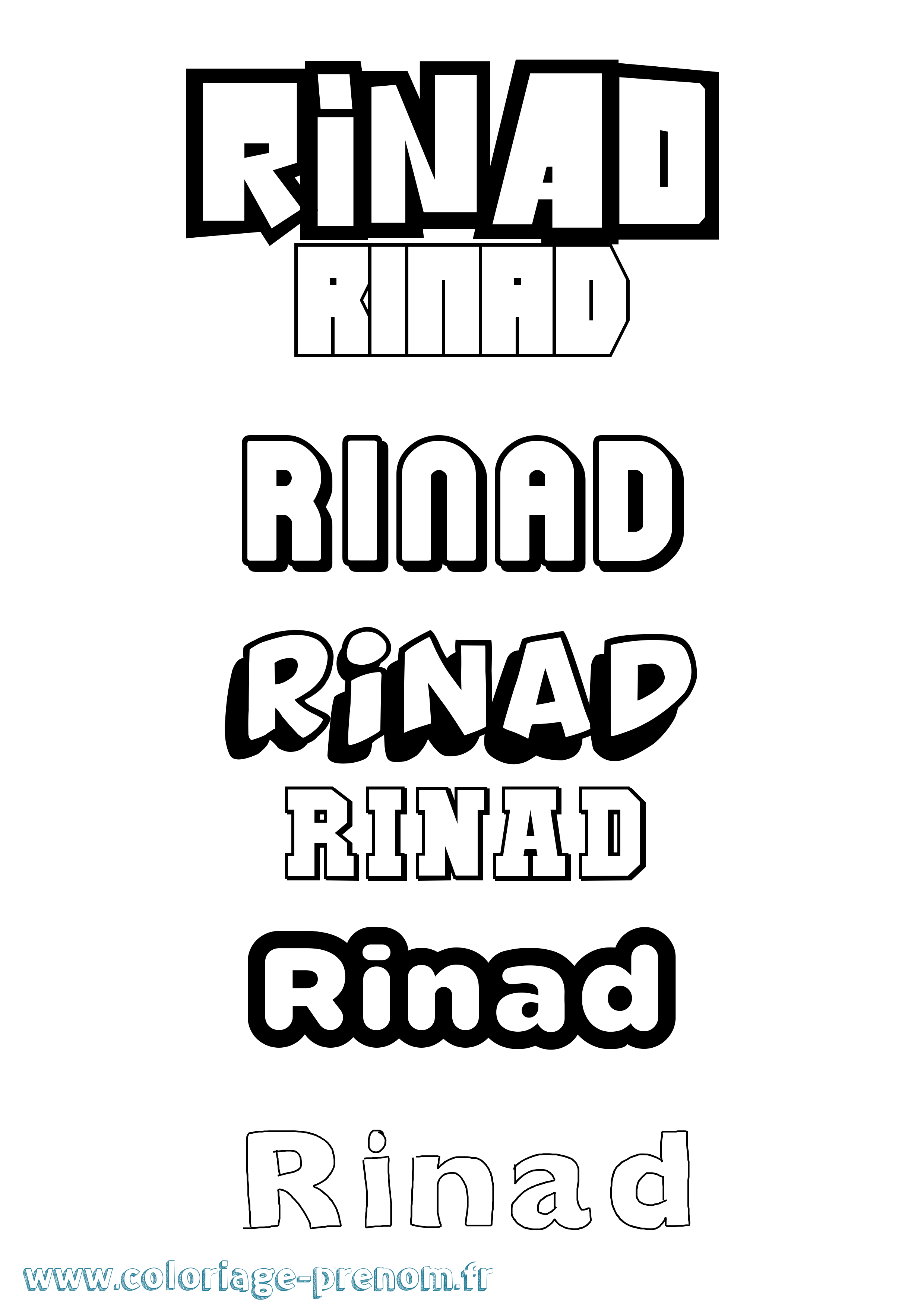Coloriage prénom Rinad Simple