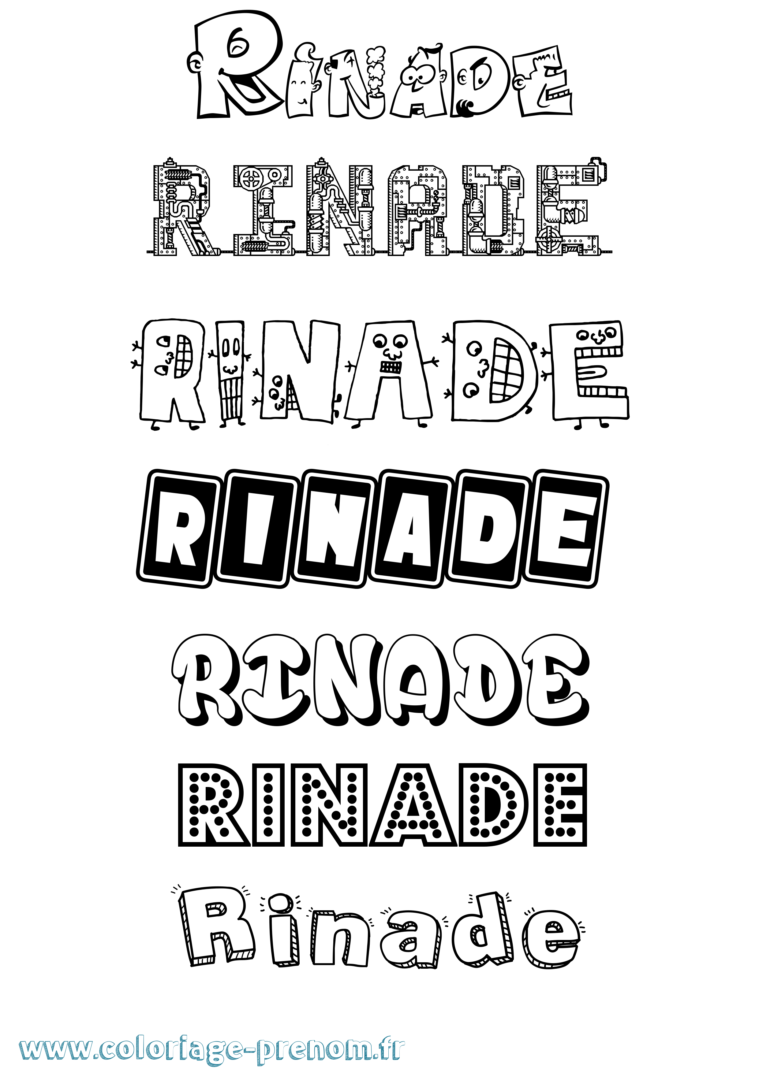 Coloriage Rinade Fun Coloriage prénom Rinade Fun