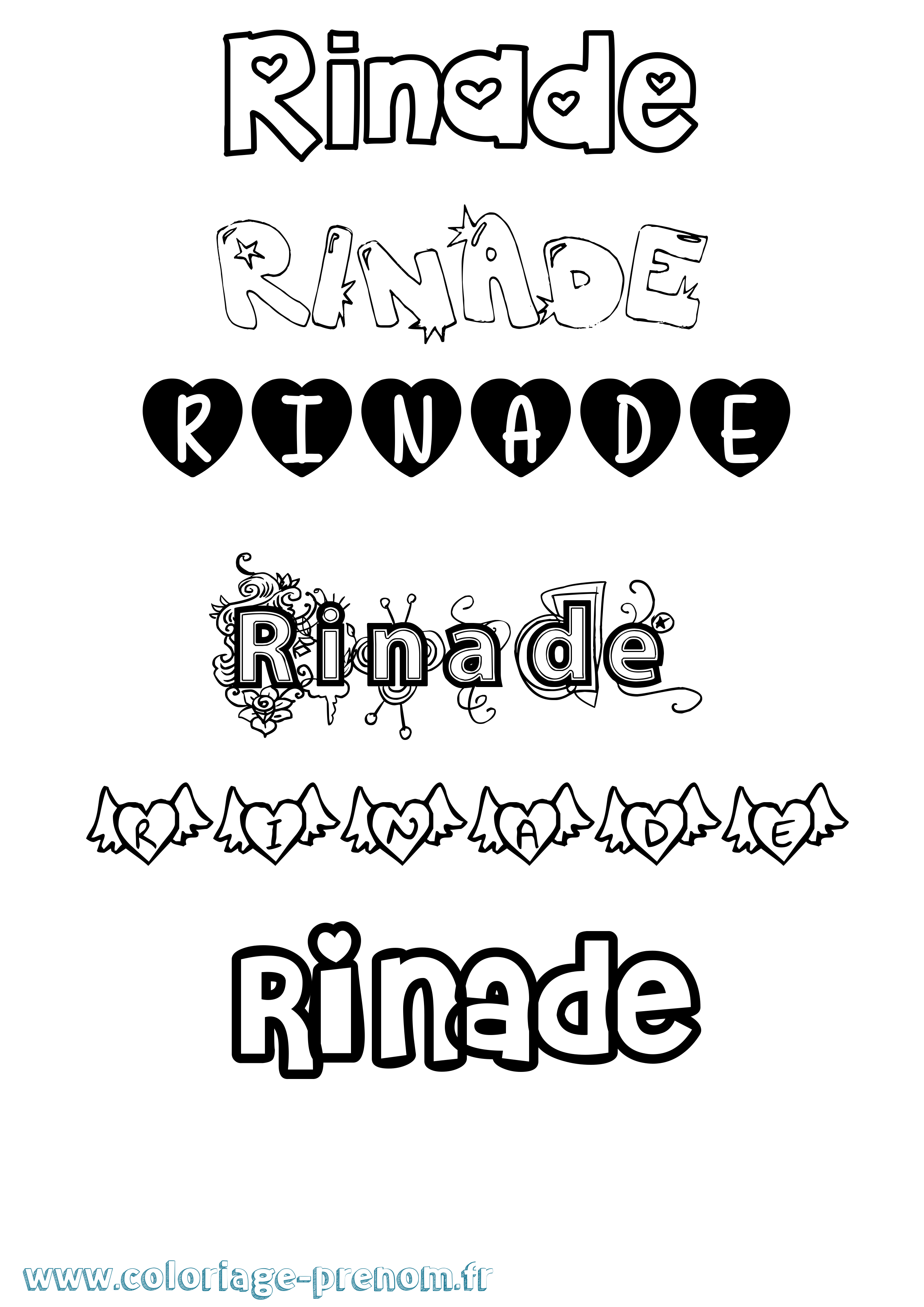 Coloriage Rinade Girly Coloriage prénom Rinade Girly