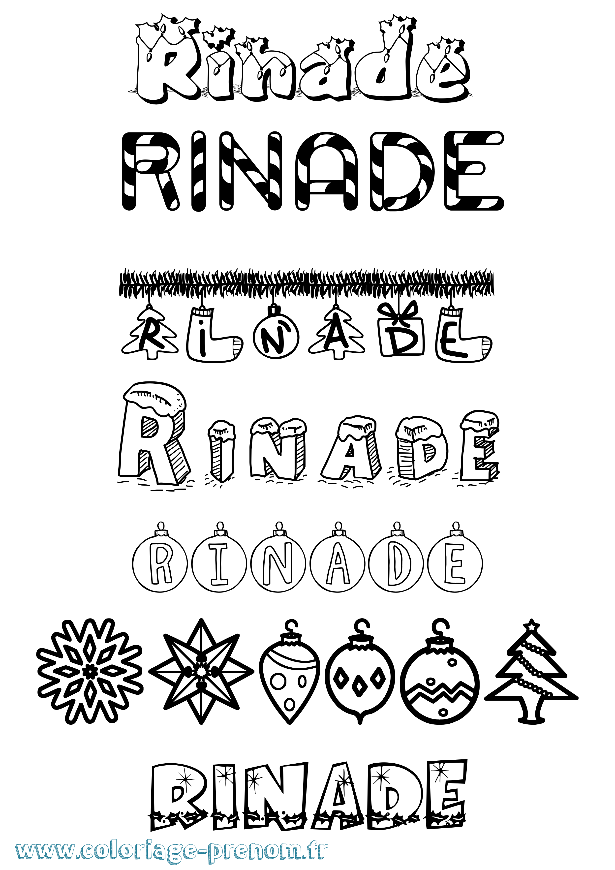 Coloriage Rinade Noël Coloriage prénom Rinade Noël
