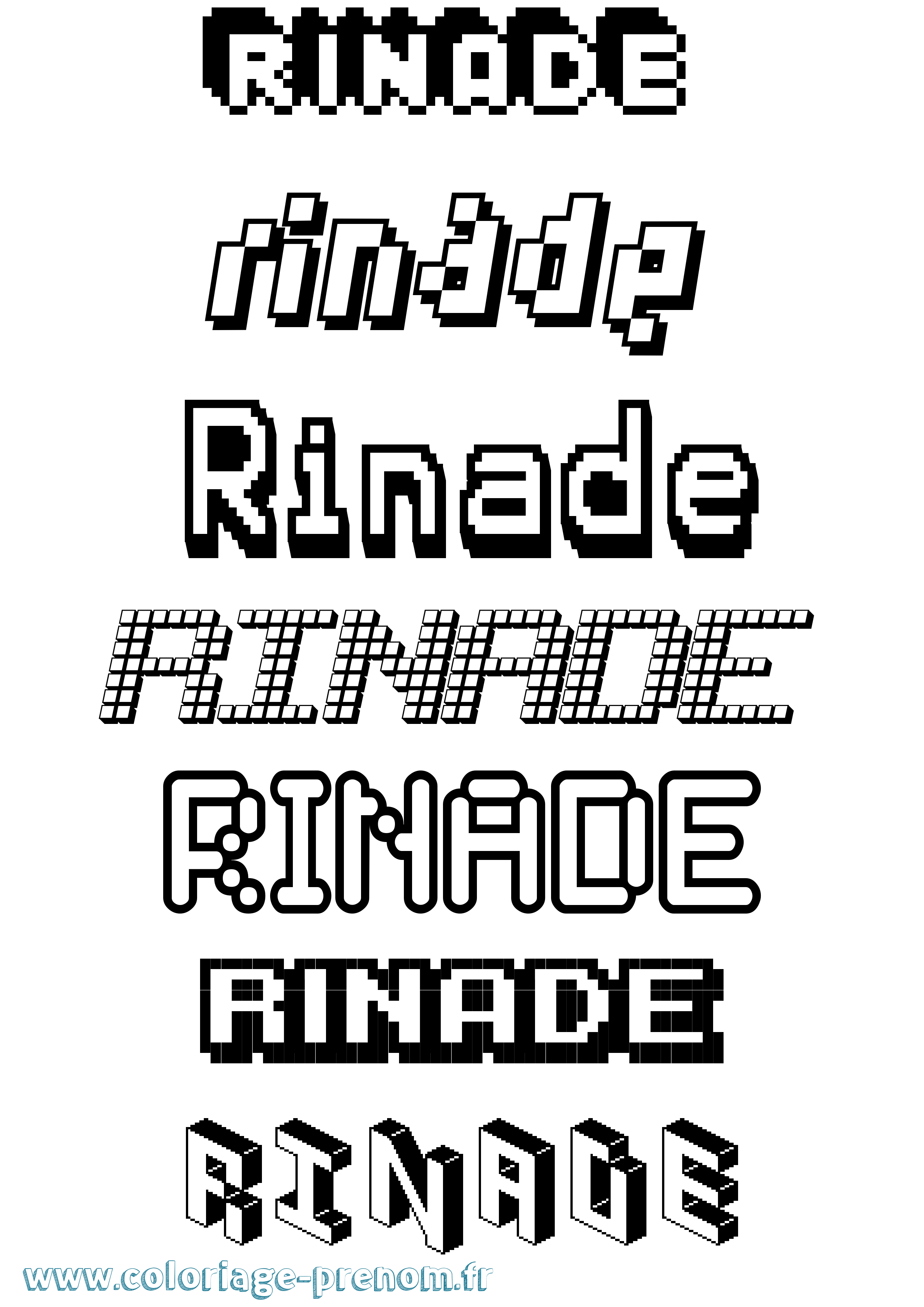 Coloriage Rinade Pixel Coloriage prénom Rinade Pixel