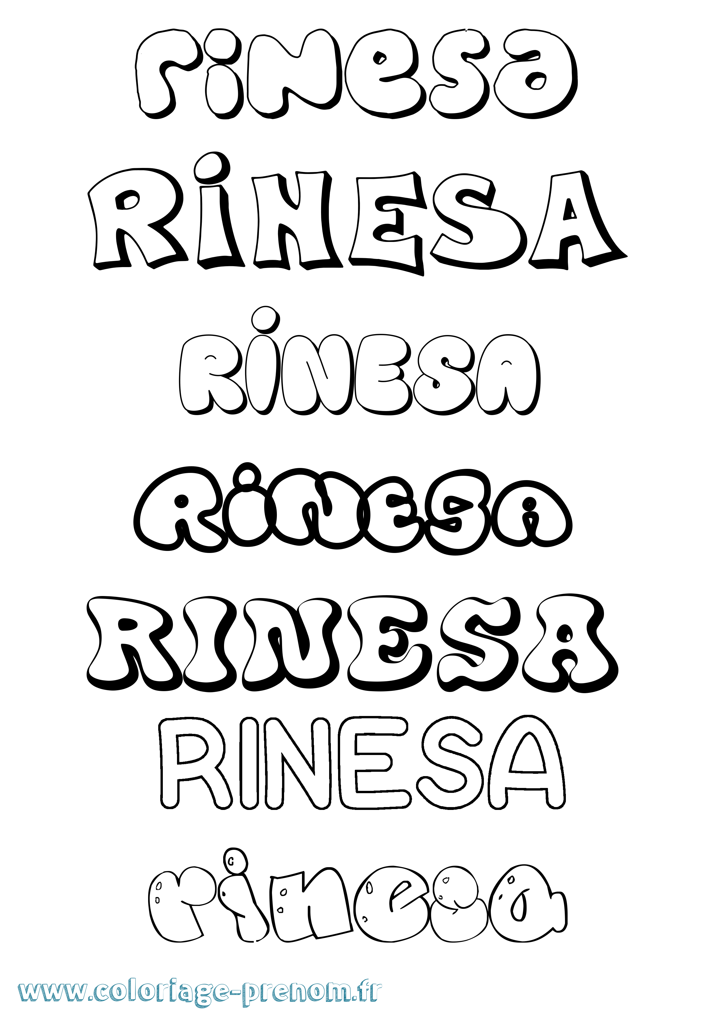 Coloriage Rinesa Bubble Coloriage prénom Rinesa Bubble