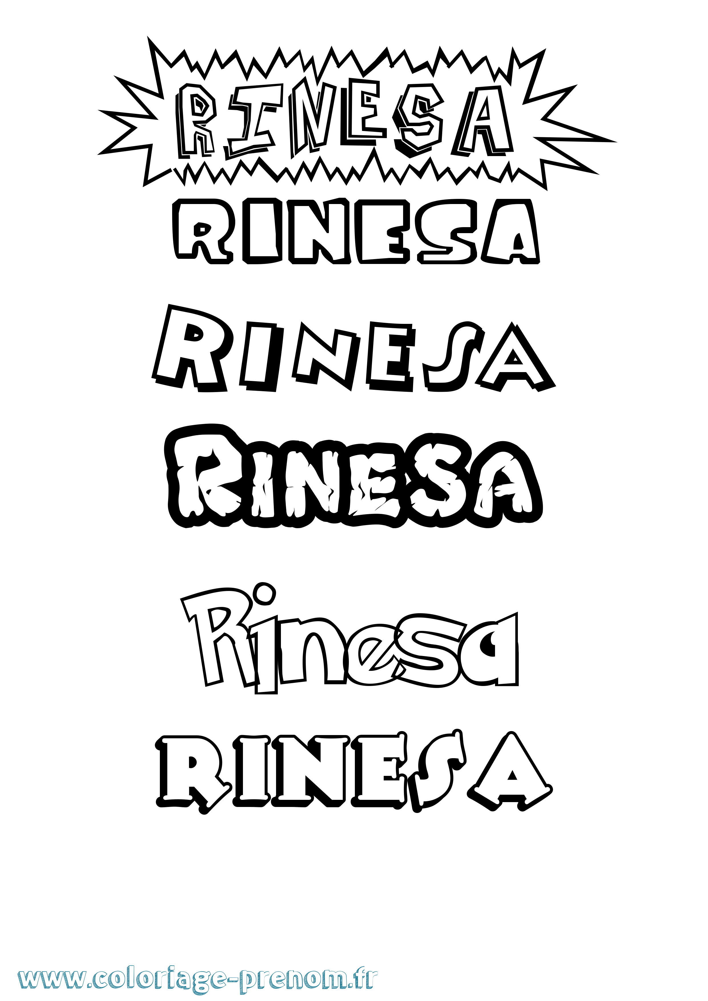 Coloriage Rinesa Dessin Animé Coloriage prénom Rinesa Dessin Animé