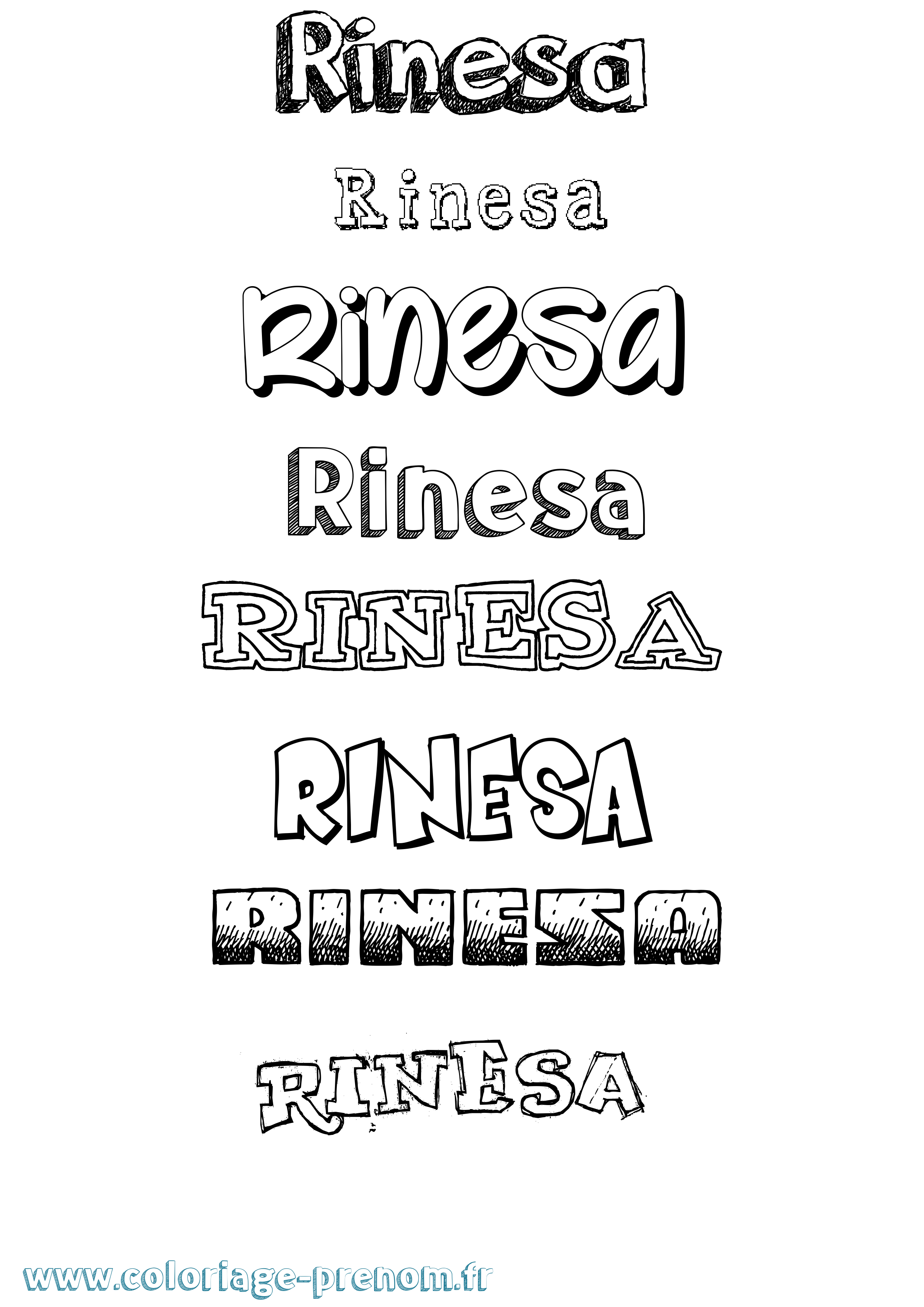 Coloriage Rinesa Dessiné Coloriage prénom Rinesa Dessiné