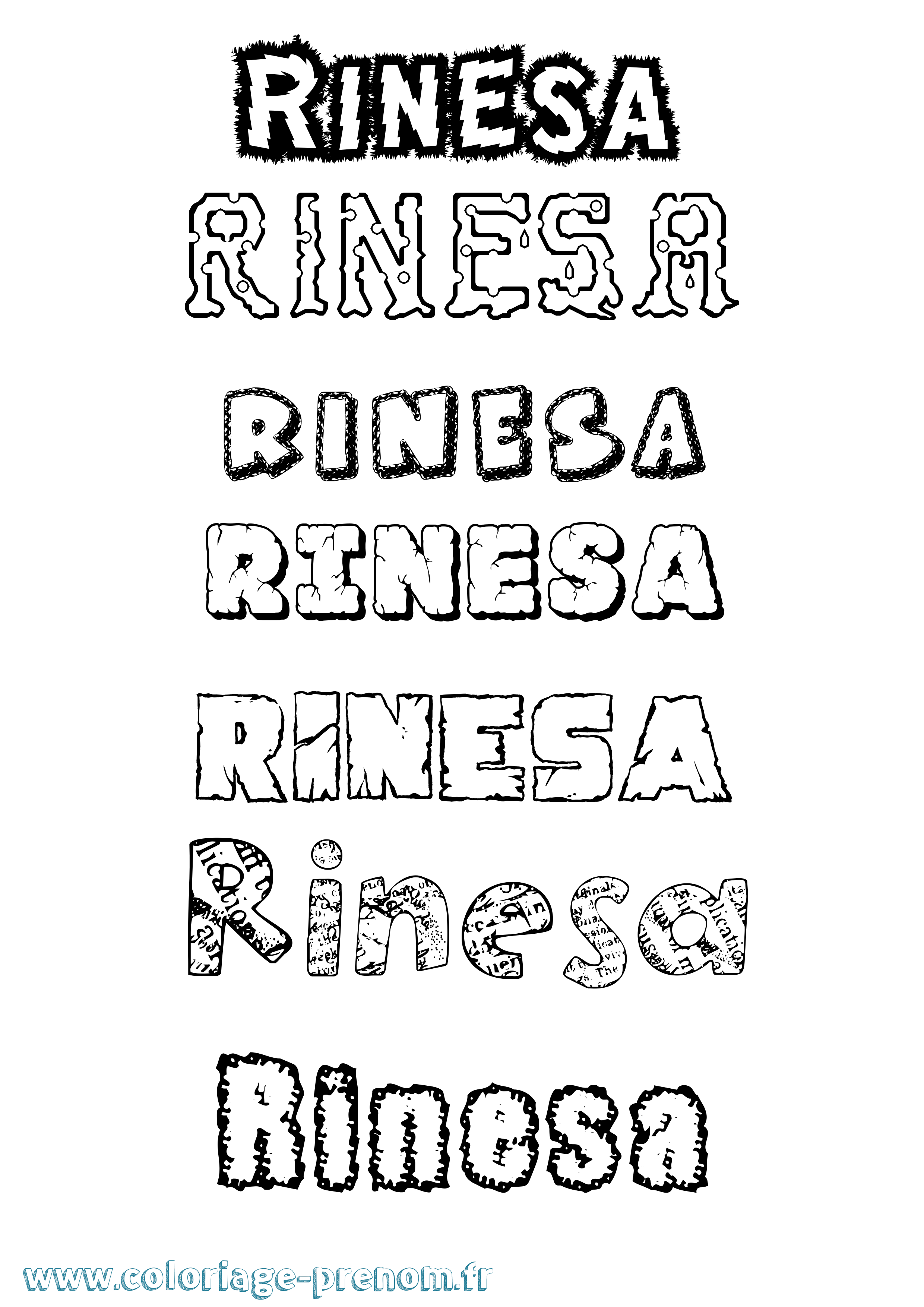 Coloriage Rinesa Destructuré Coloriage prénom Rinesa Destructuré
