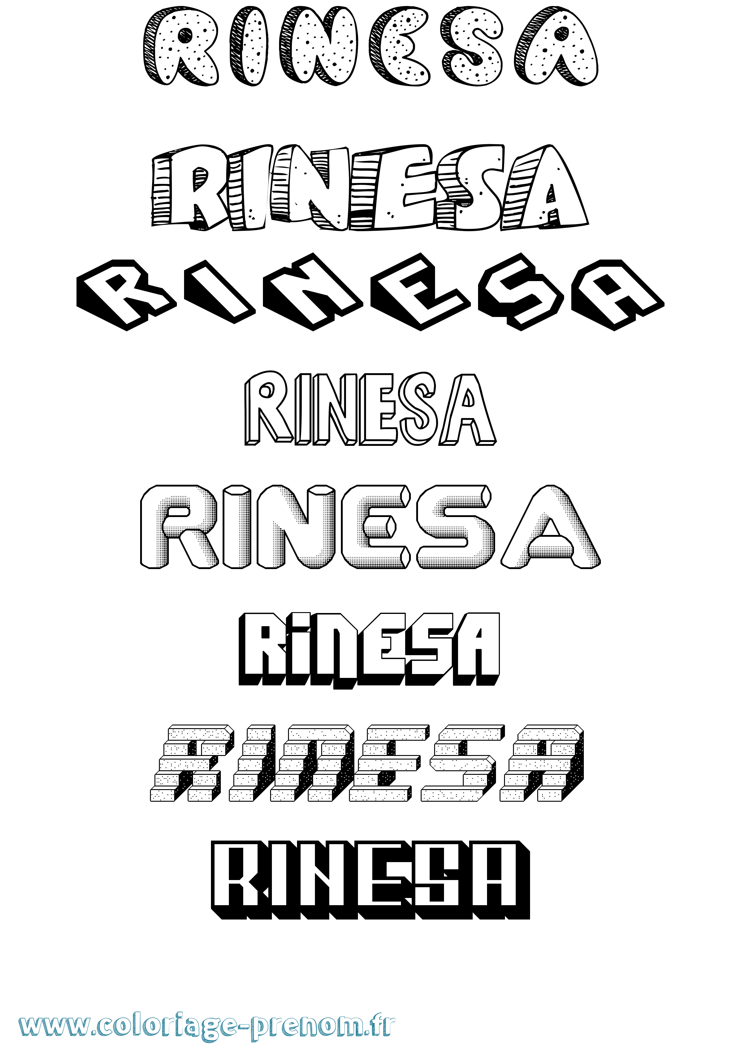 Coloriage Rinesa Effet 3D Coloriage prénom Rinesa Effet 3D