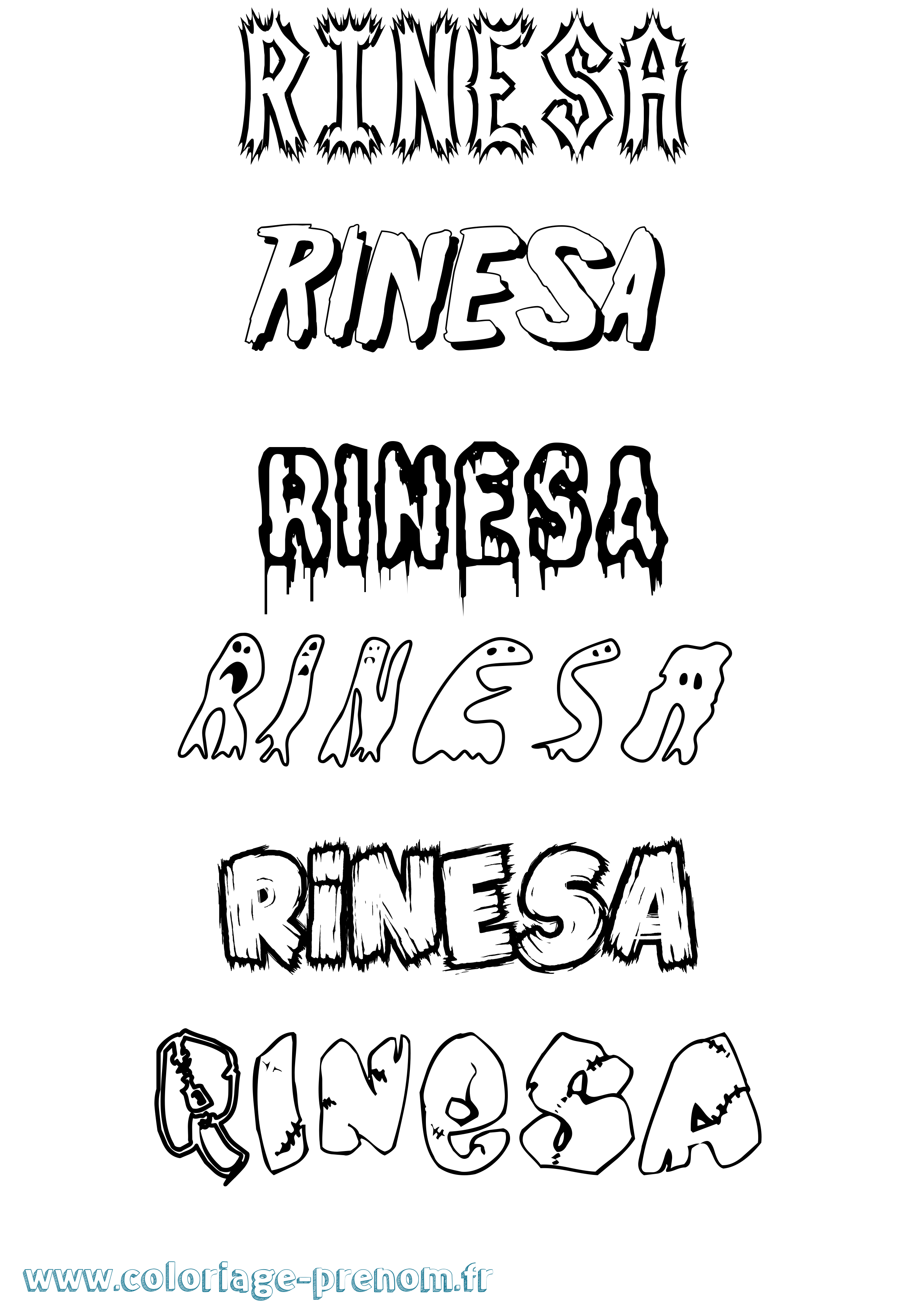 Coloriage Rinesa Frisson Coloriage prénom Rinesa Frisson