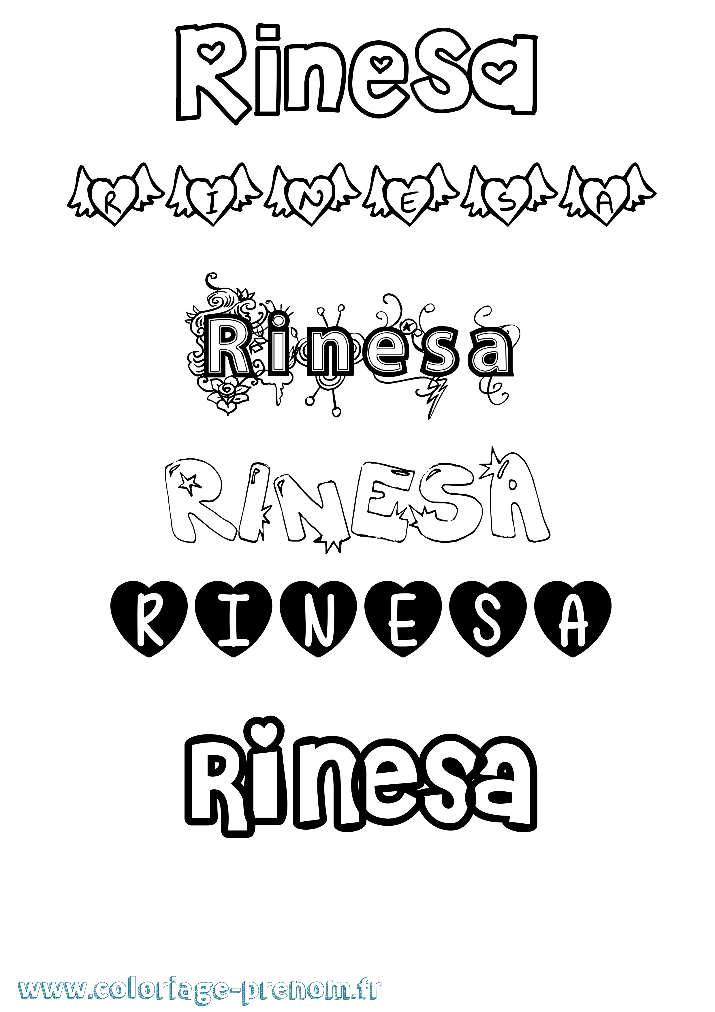 Coloriage Rinesa Girly Coloriage prénom Rinesa Girly