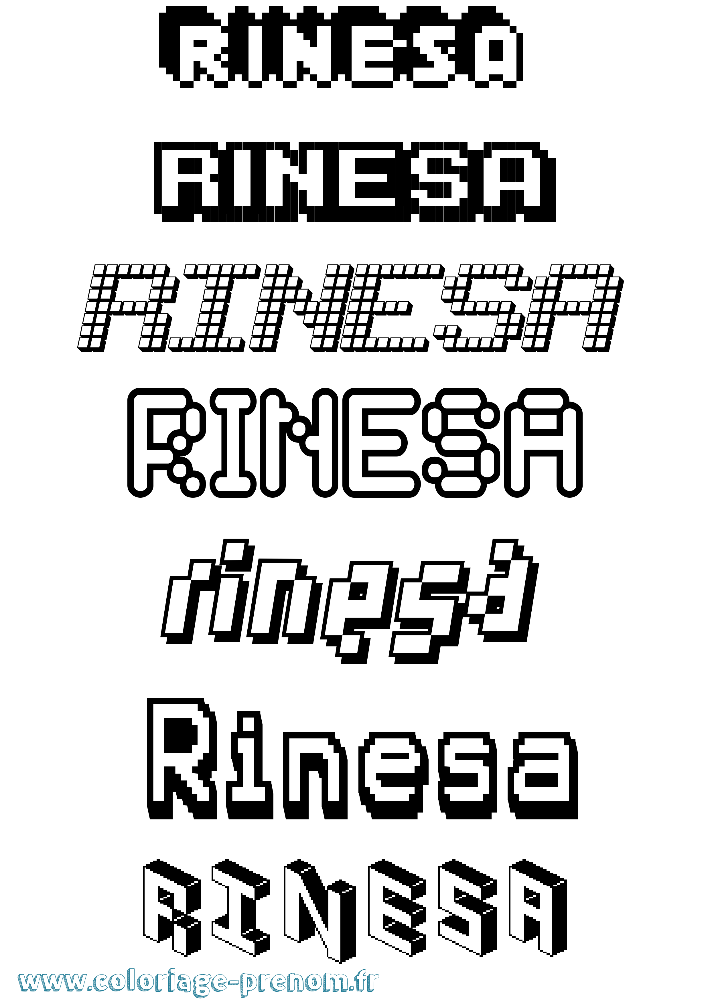 Coloriage Rinesa Pixel Coloriage prénom Rinesa Pixel