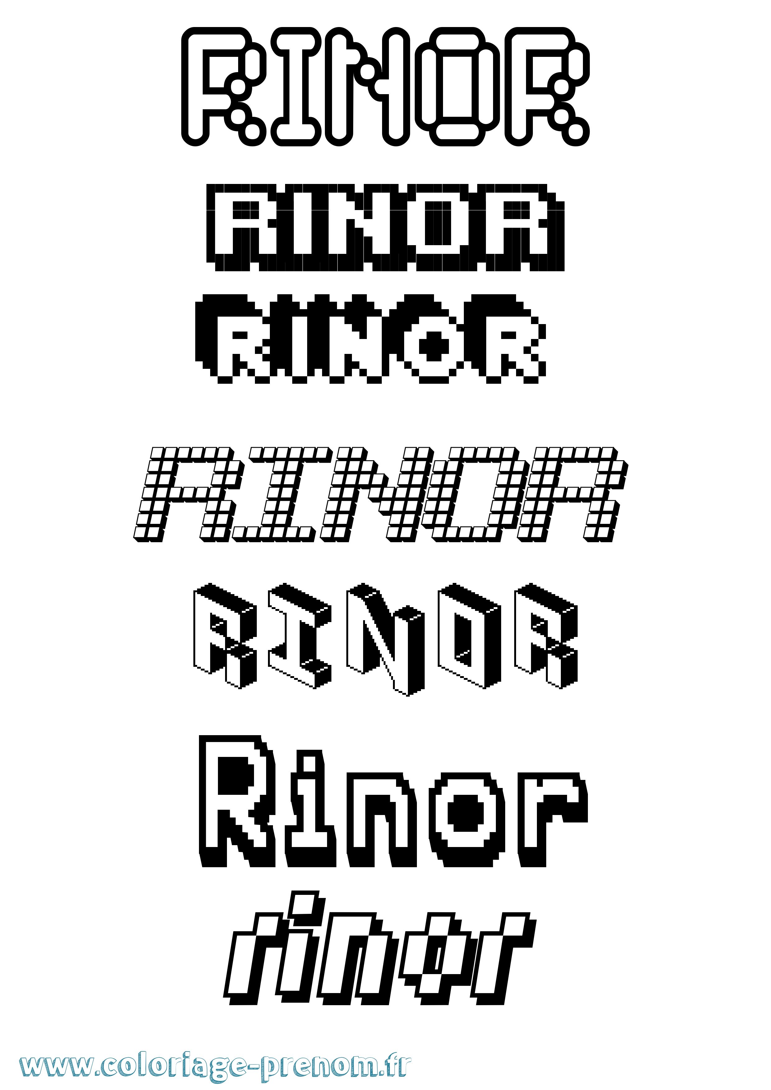 Coloriage prénom Rinor Pixel