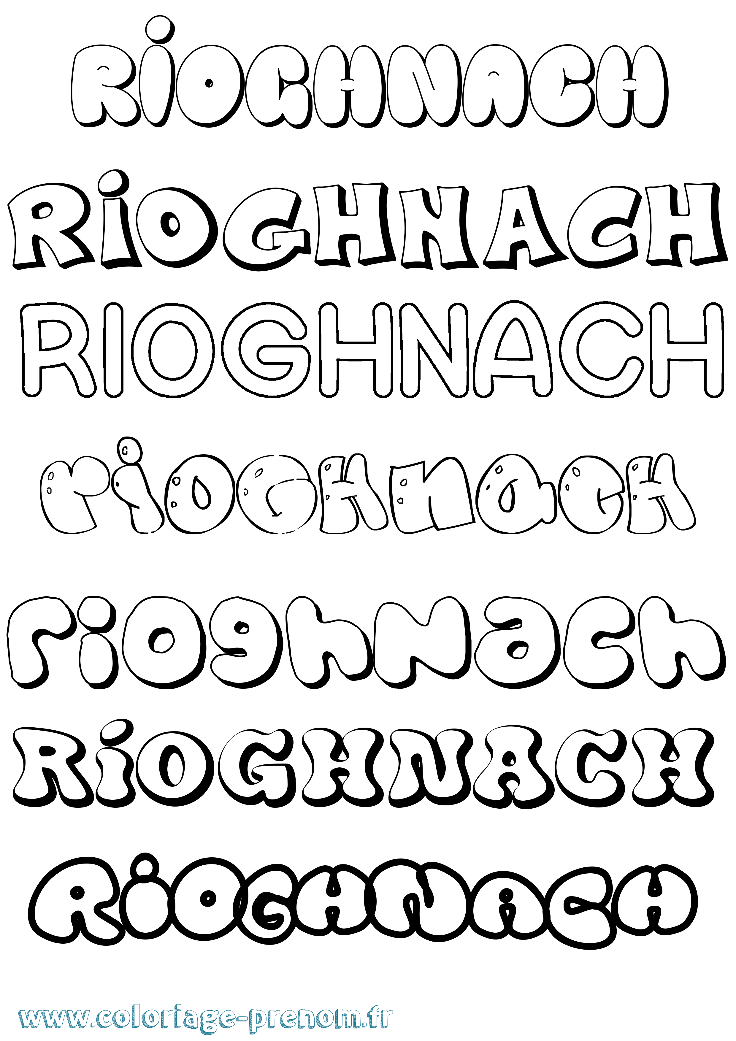 Coloriage prénom Ríoghnach Bubble