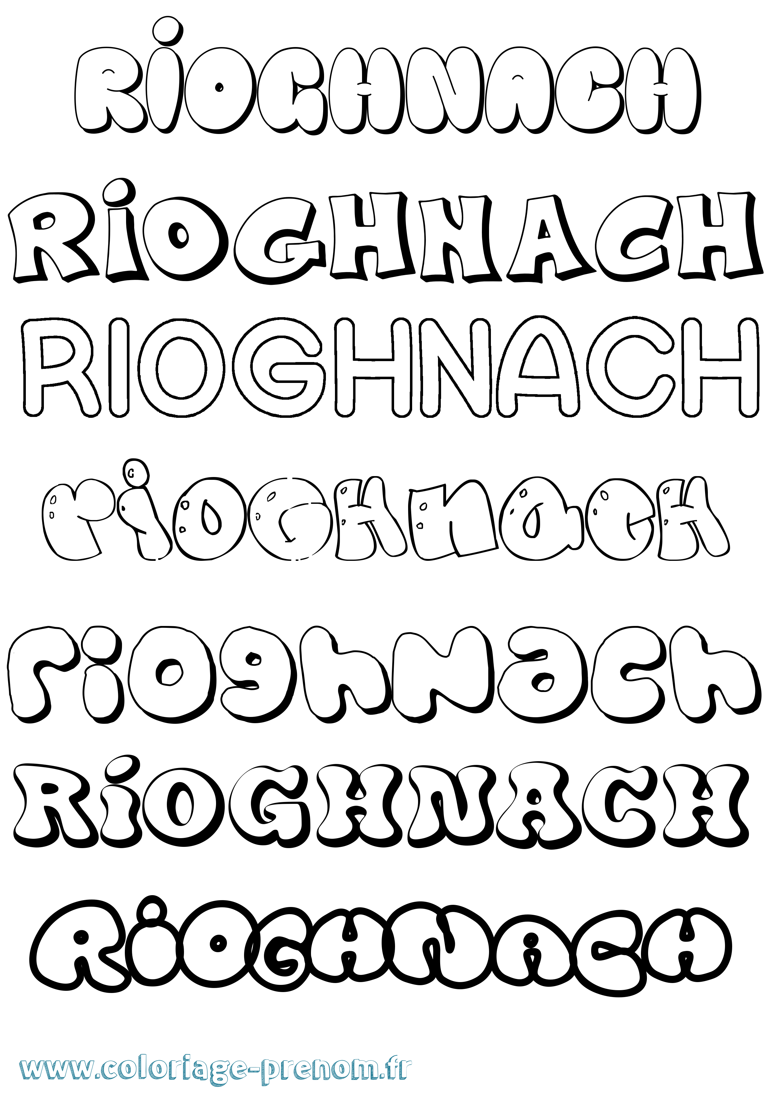 Coloriage Ríoghnach Bubble Coloriage prénom Ríoghnach Bubble