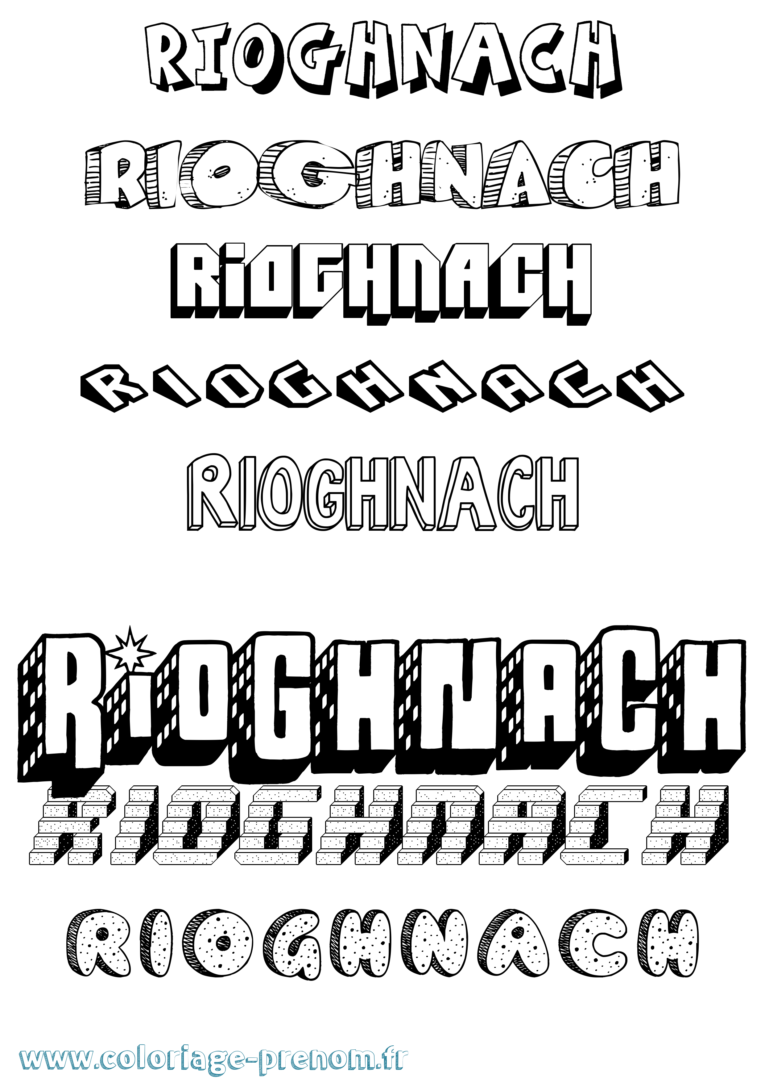 Coloriage prénom Ríoghnach Effet 3D