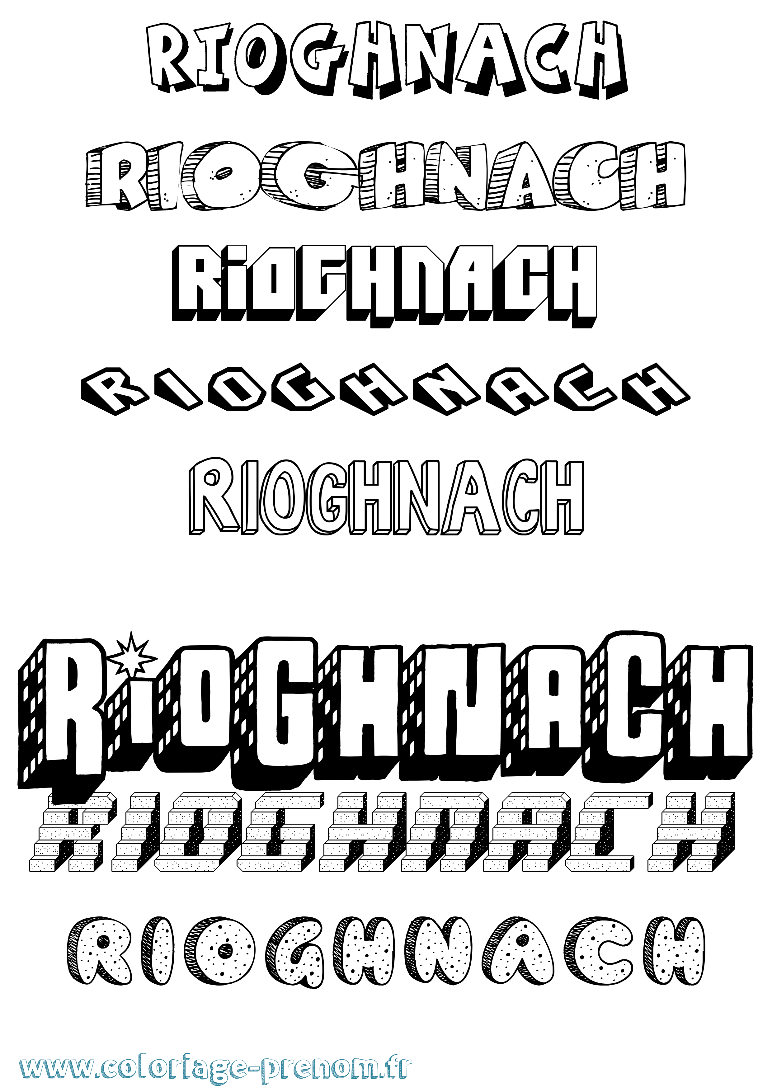 Coloriage Ríoghnach Effet 3D Coloriage prénom Ríoghnach Effet 3D