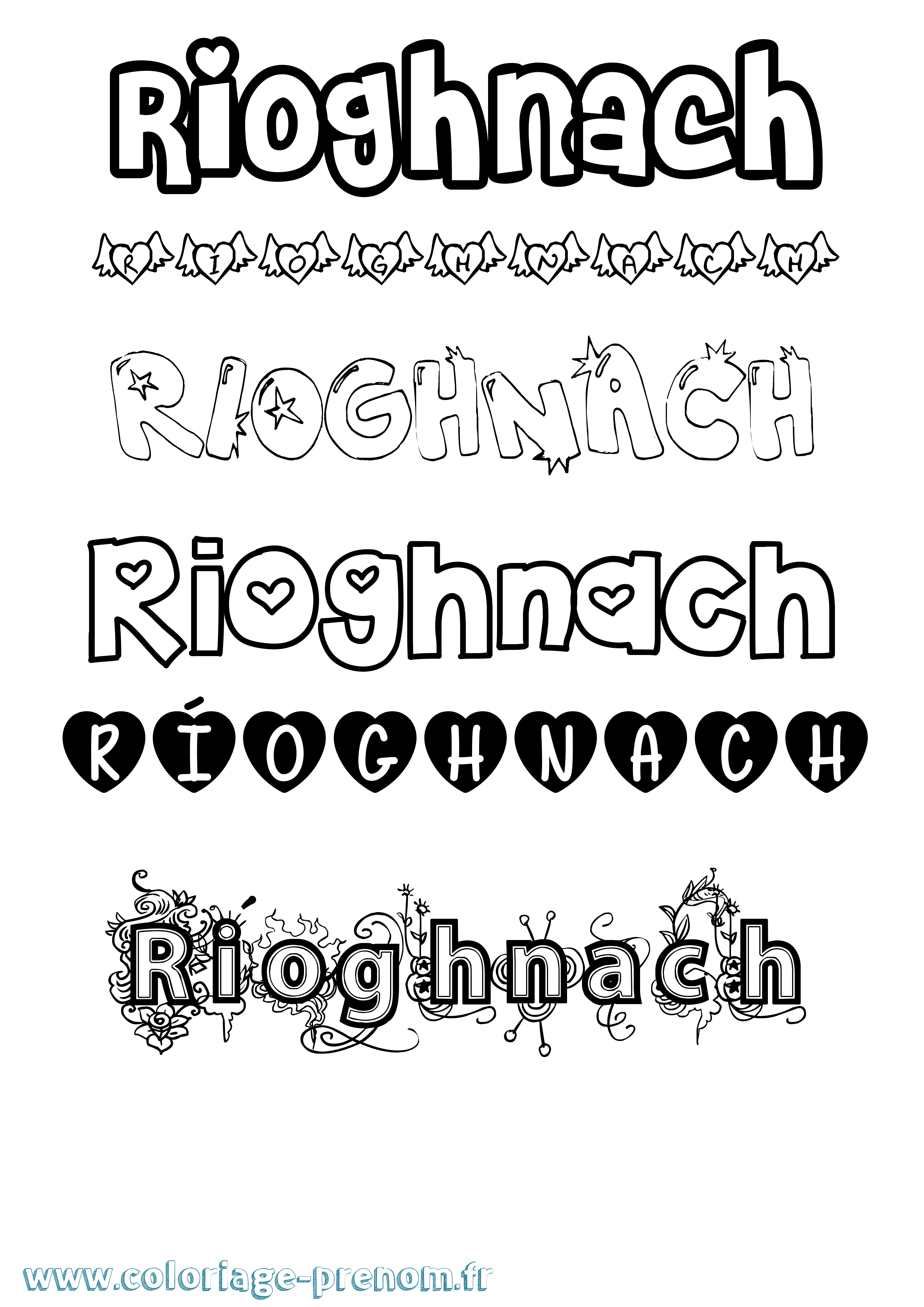 Coloriage Ríoghnach Girly Coloriage prénom Ríoghnach Girly