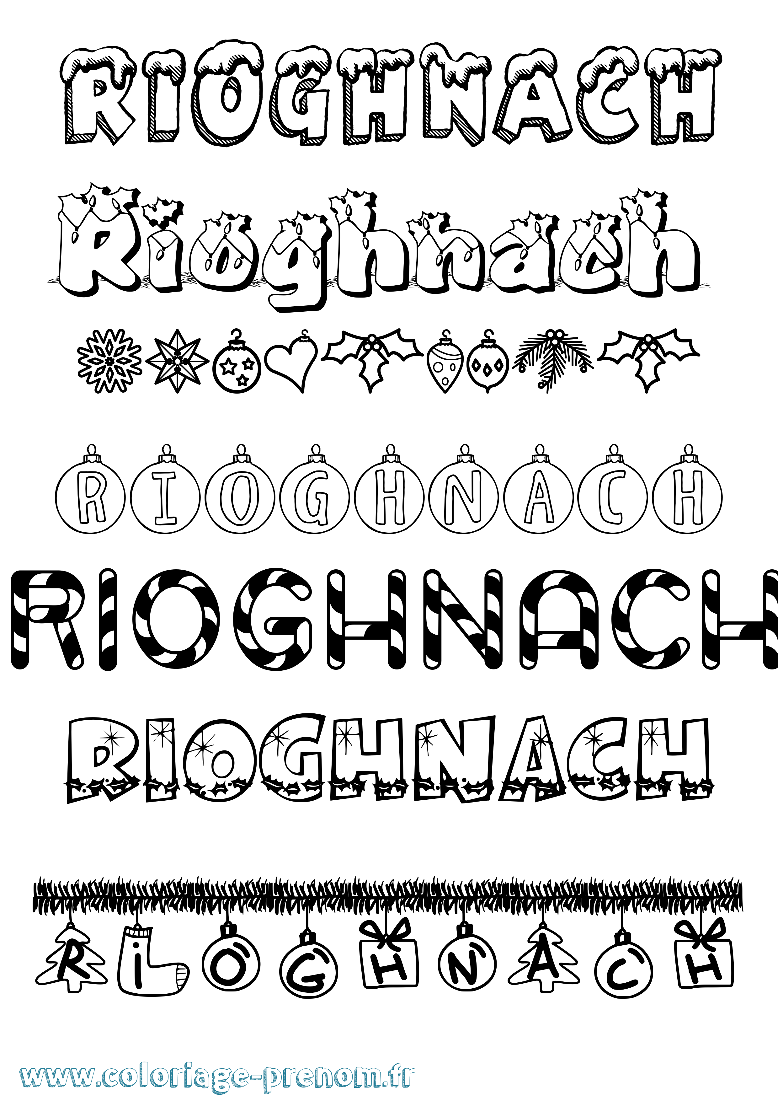 Coloriage Ríoghnach Noël Coloriage prénom Ríoghnach Noël