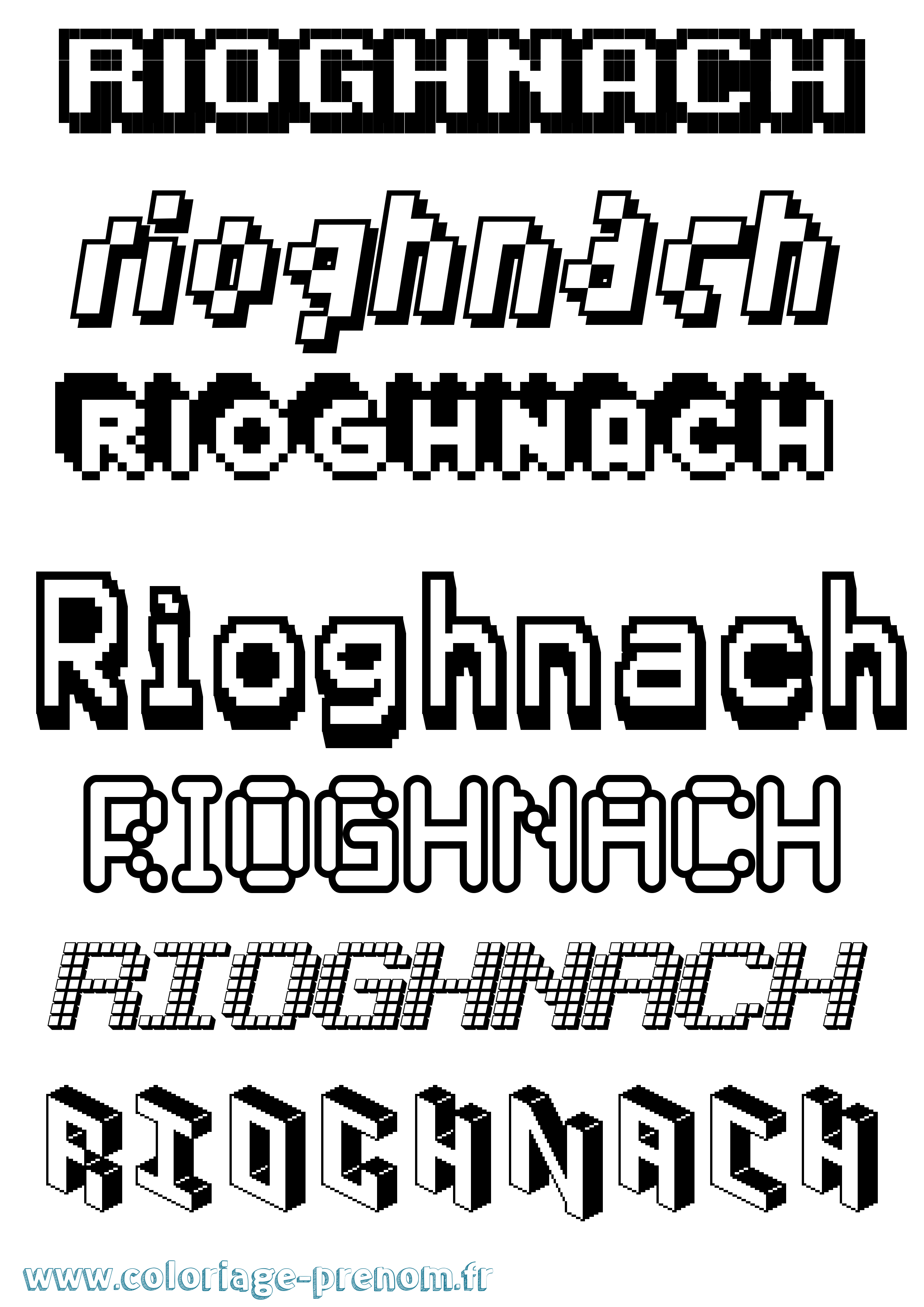 Coloriage prénom Ríoghnach Pixel