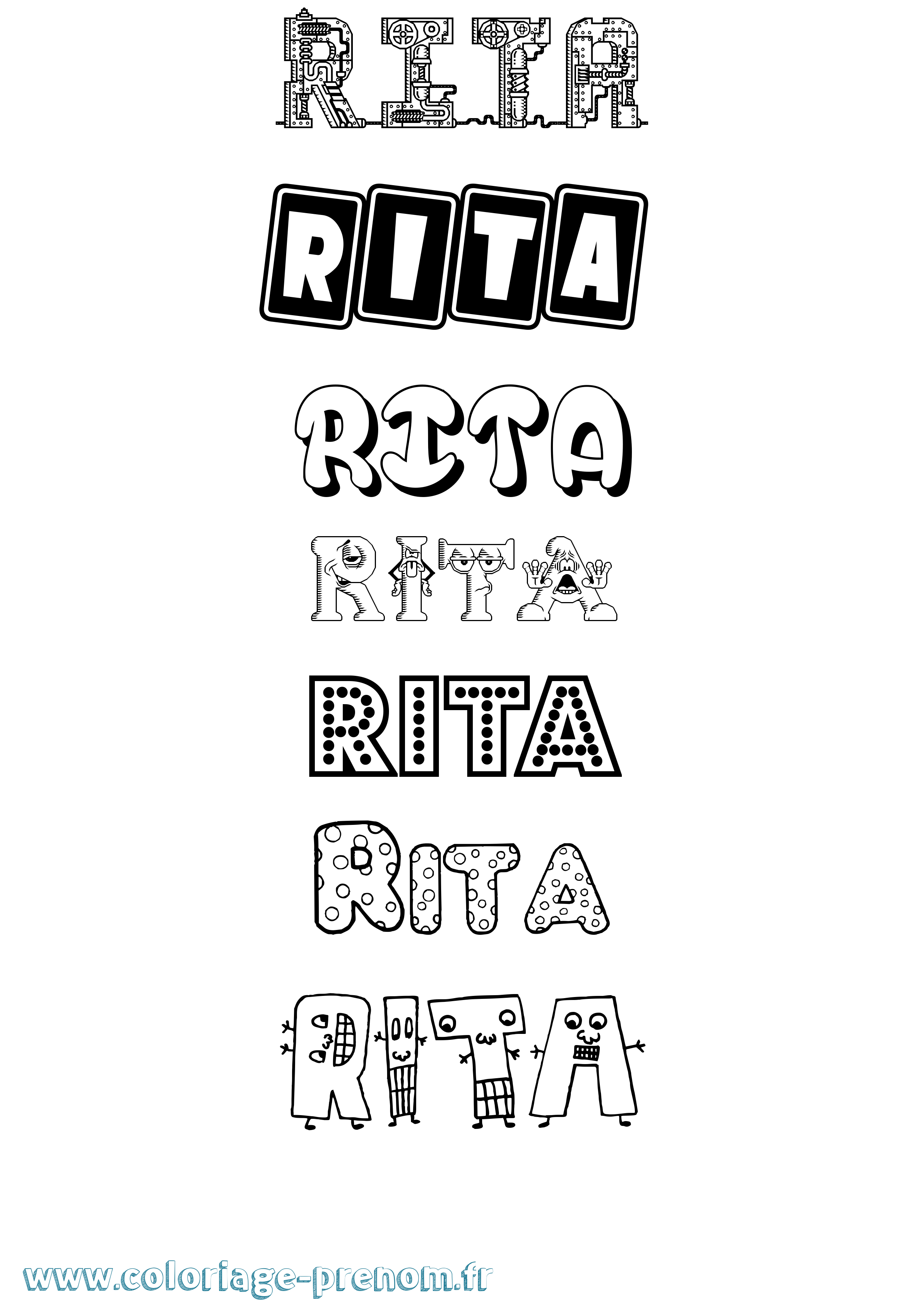 Coloriage prénom Rita Fun