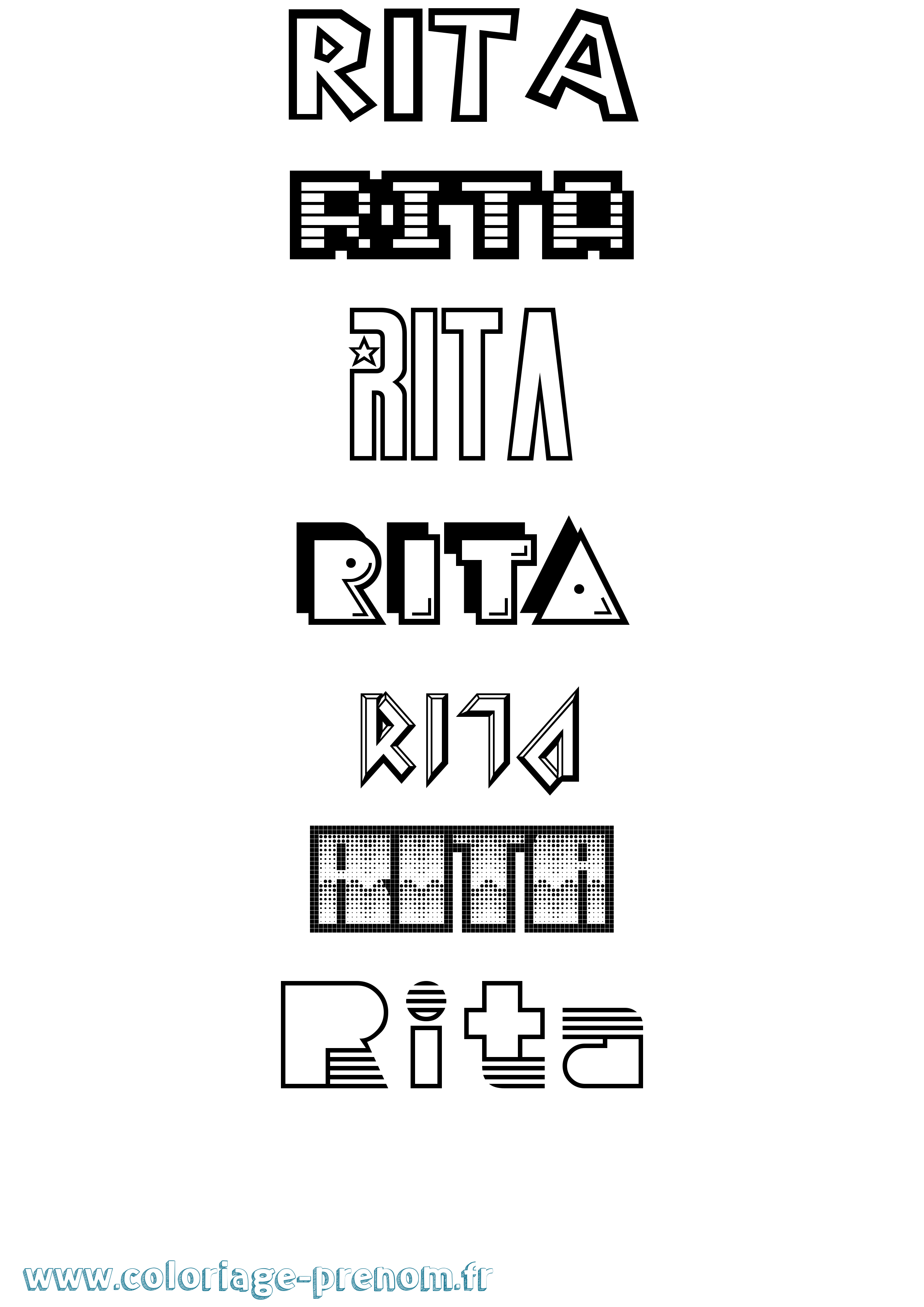 Coloriage prénom Rita Jeux Vidéos