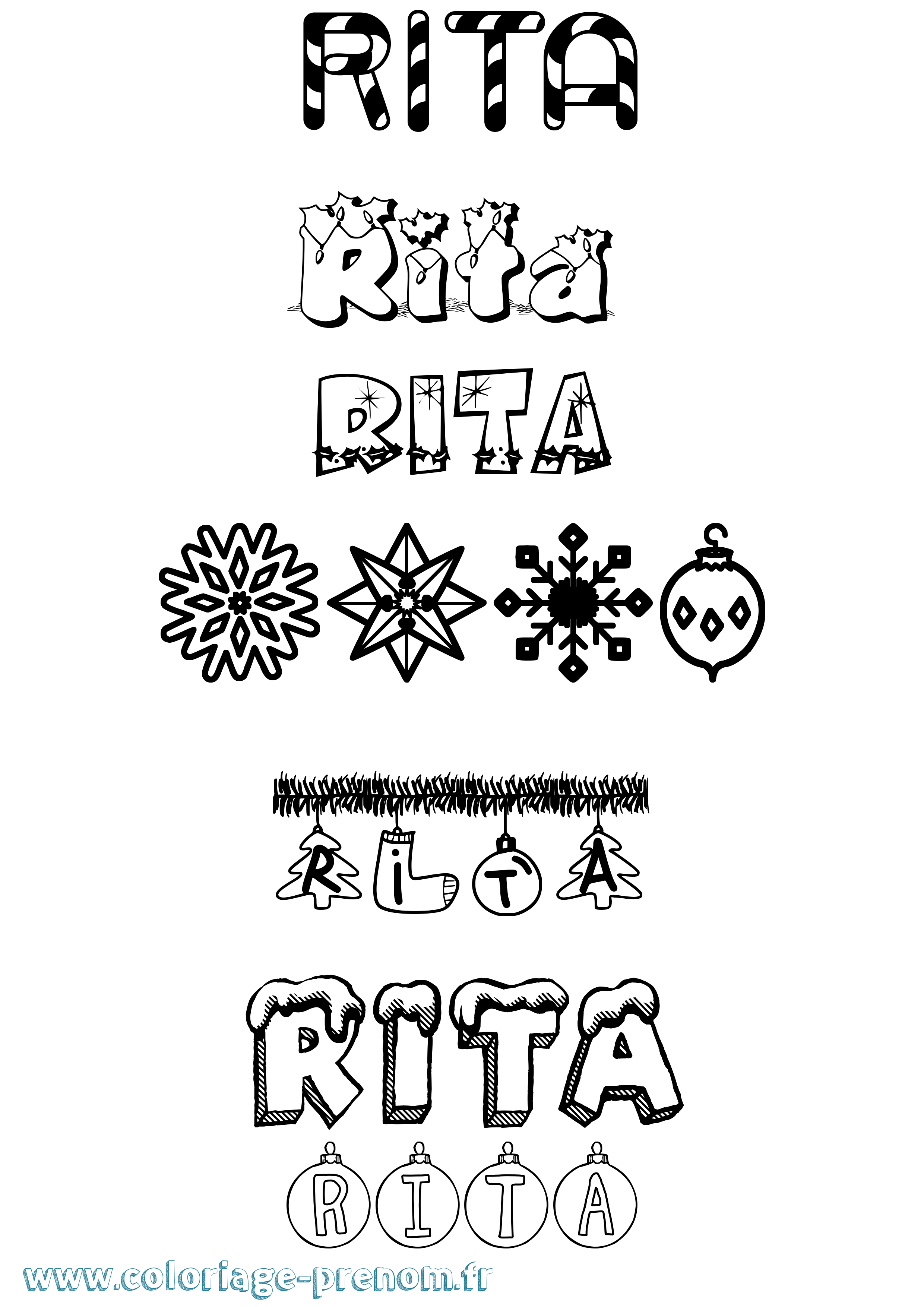 Coloriage prénom Rita Noël