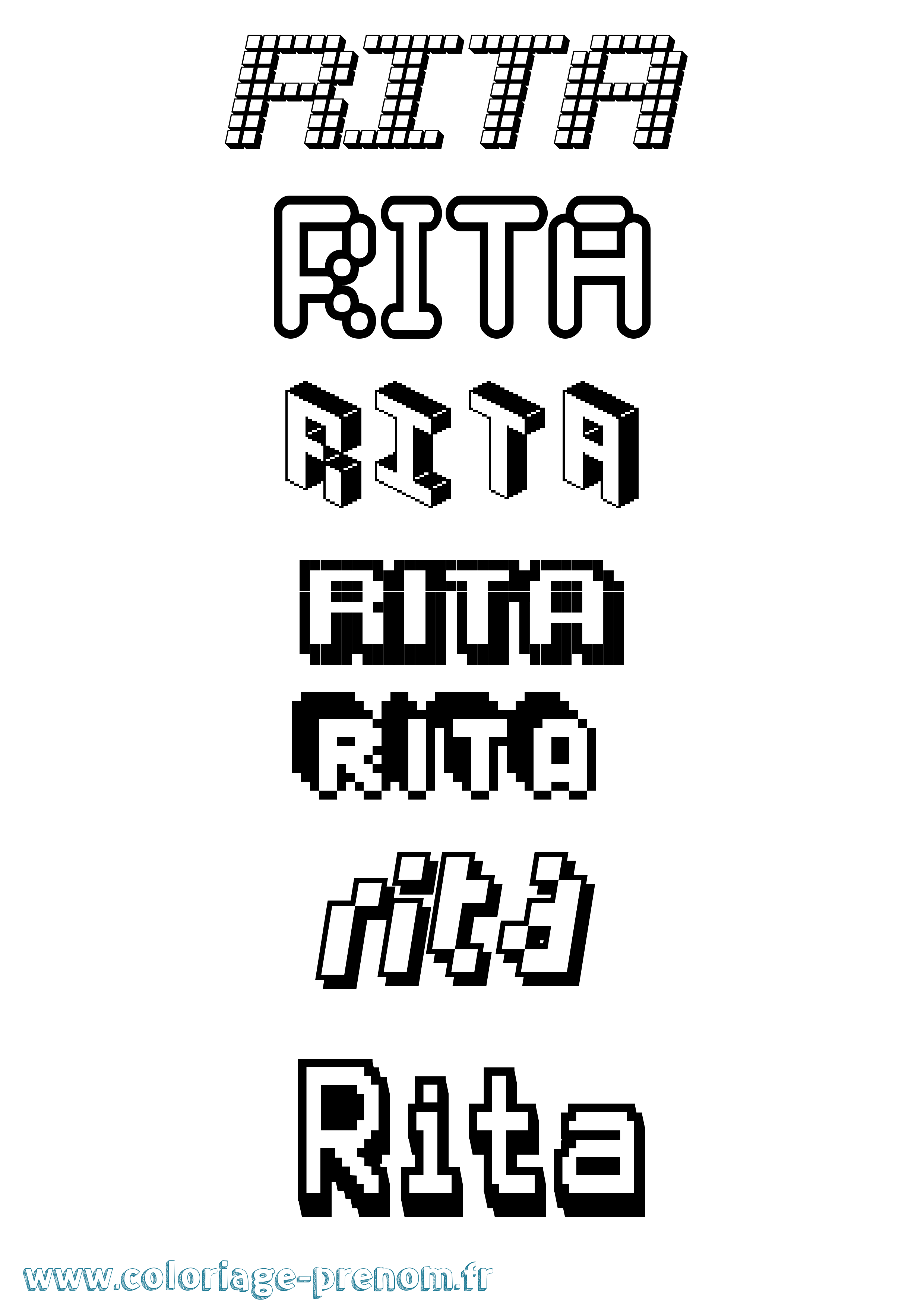 Coloriage prénom Rita Pixel