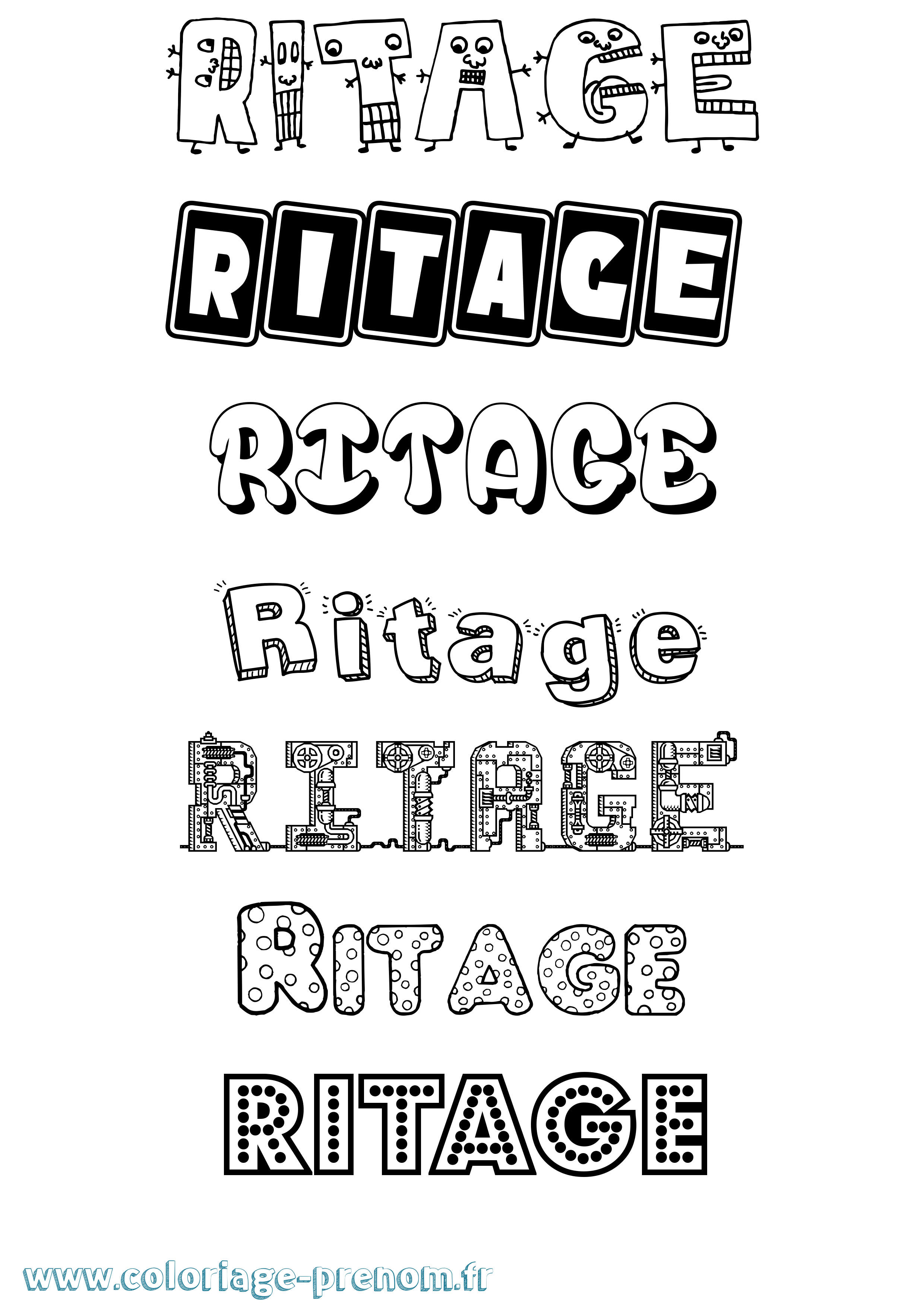 Coloriage prénom Ritage Fun