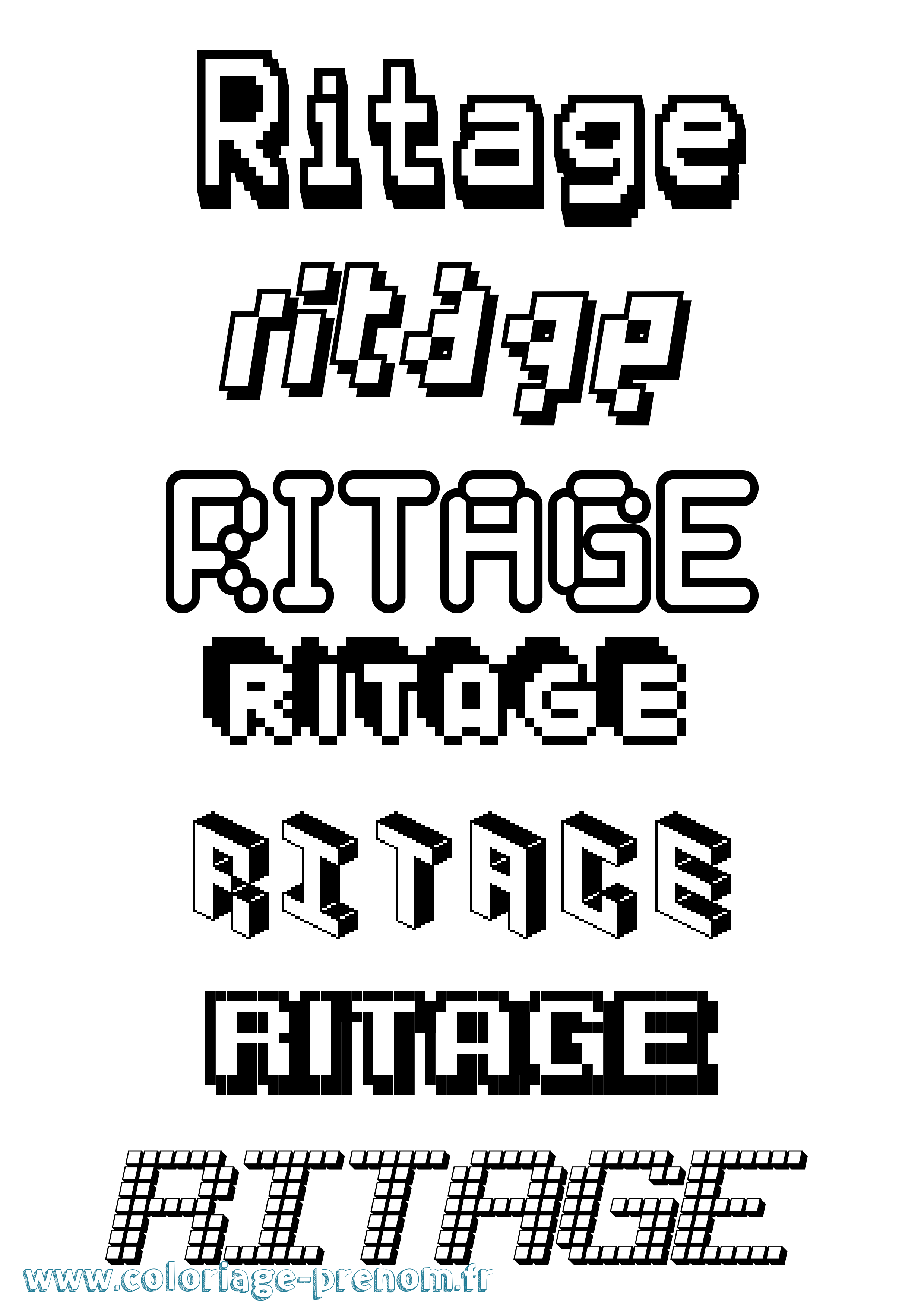 Coloriage prénom Ritage Pixel
