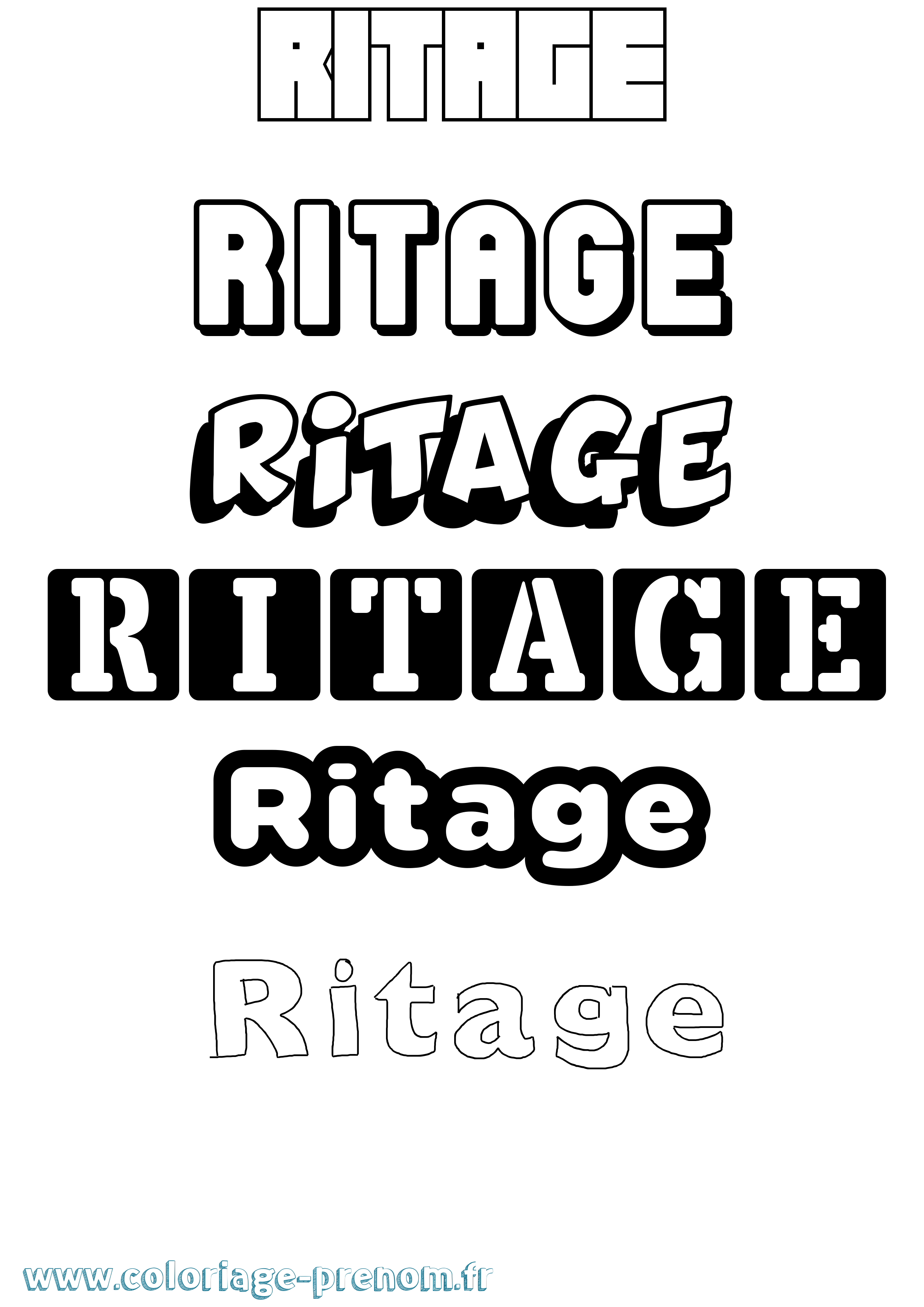 Coloriage prénom Ritage Simple